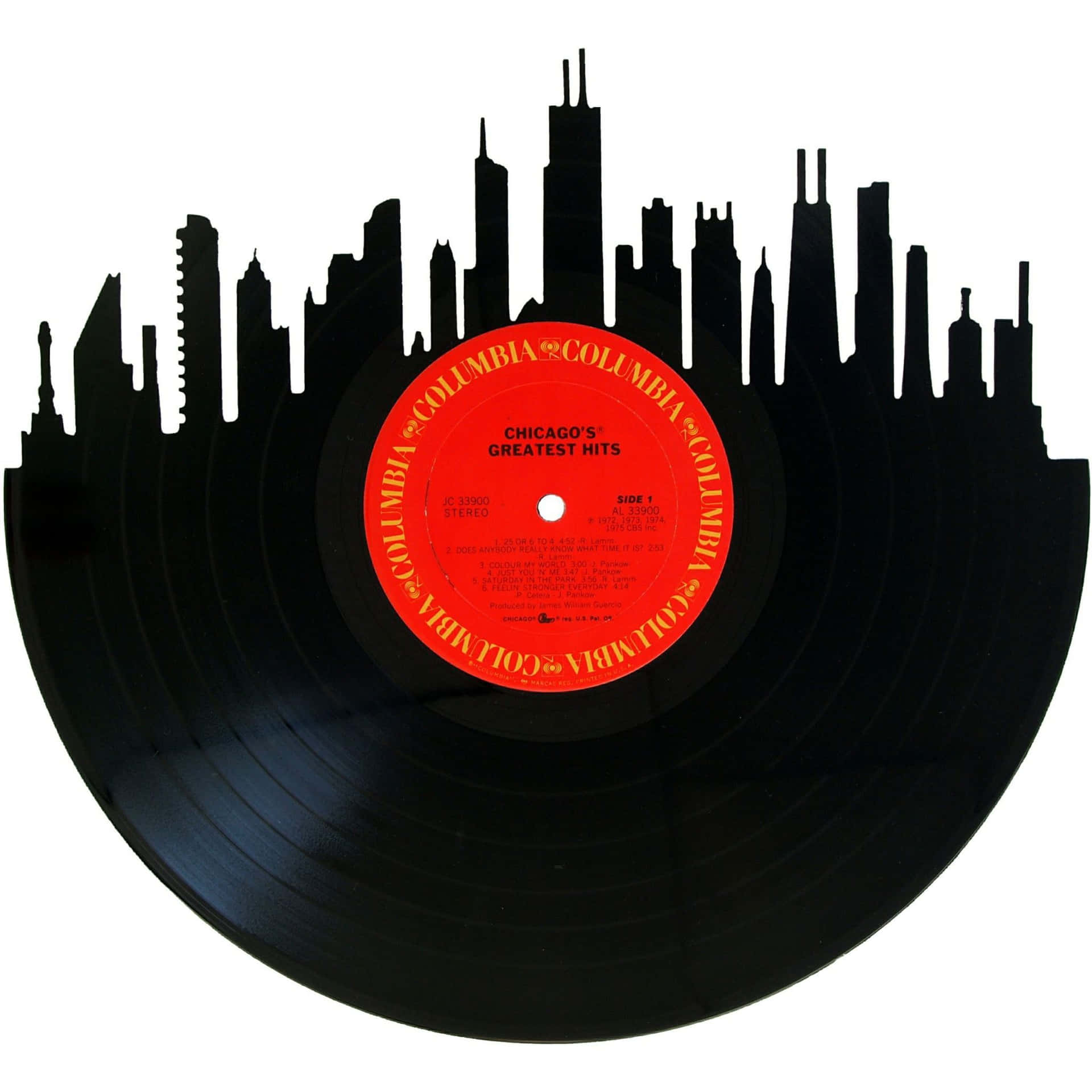 Cityscape On Vinyl Record Wallpaper