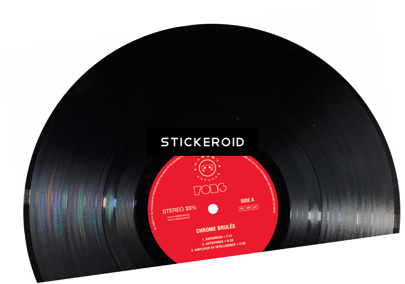 Vinyl_ Record_with_ Red_ Label PNG