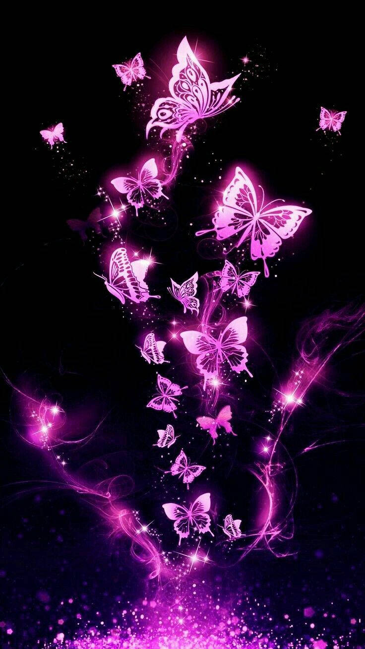 Violet Butterflies Pretty Phone Wallpaper