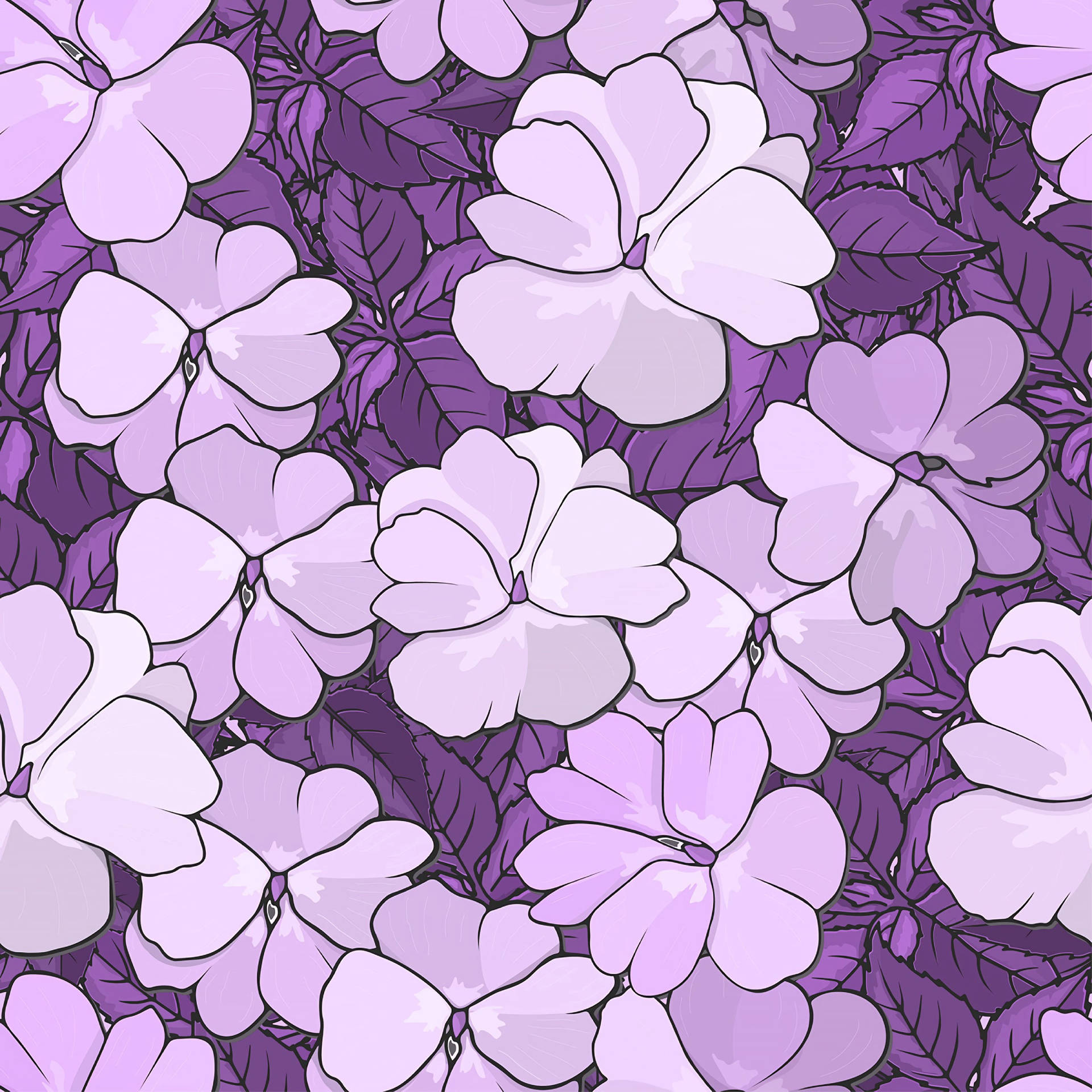 Violet Floral Art Wallpaper