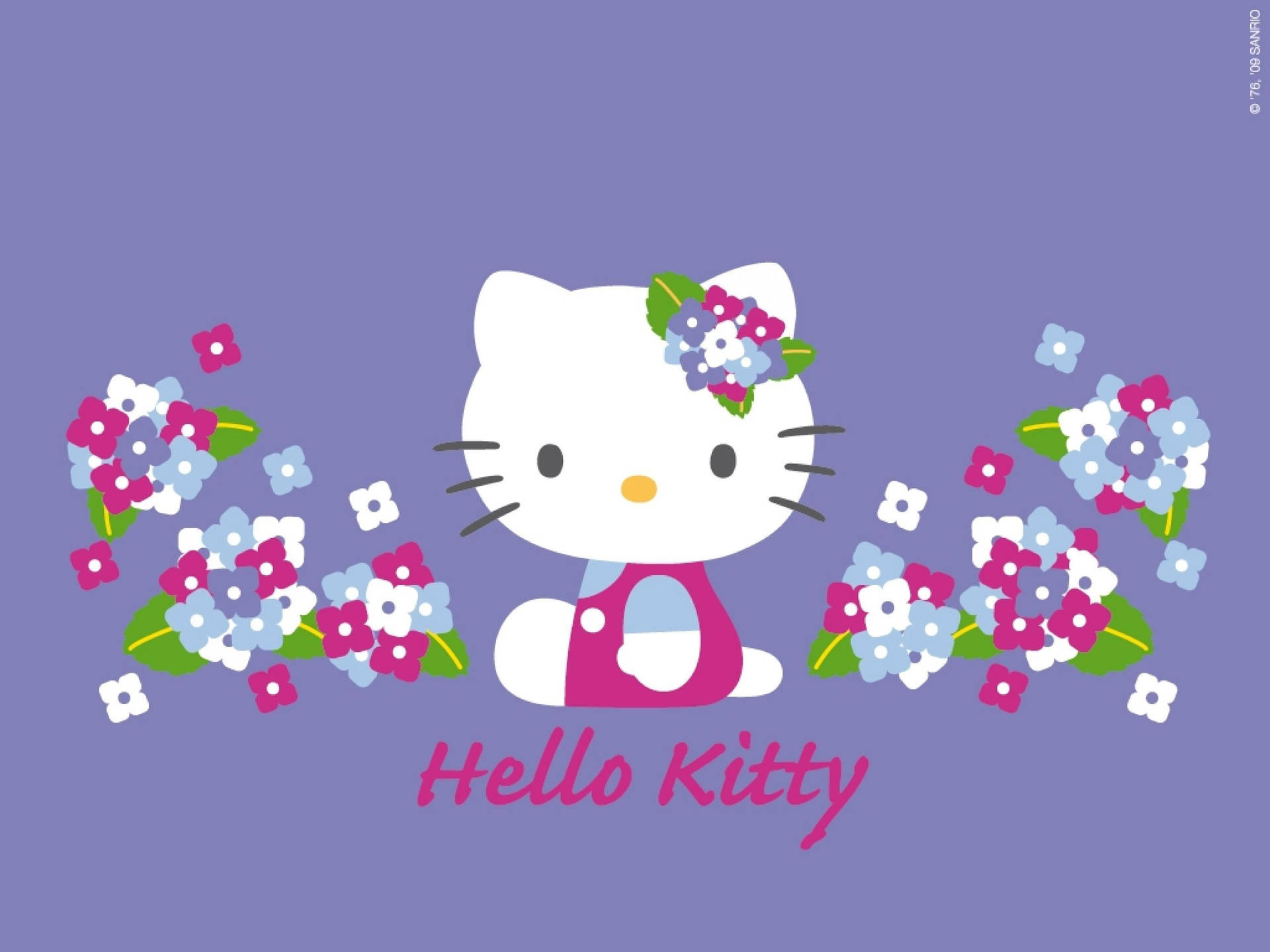 Bakgrundsbildför Dator Eller Mobil: Lila Hello Kitty Motiv. Wallpaper