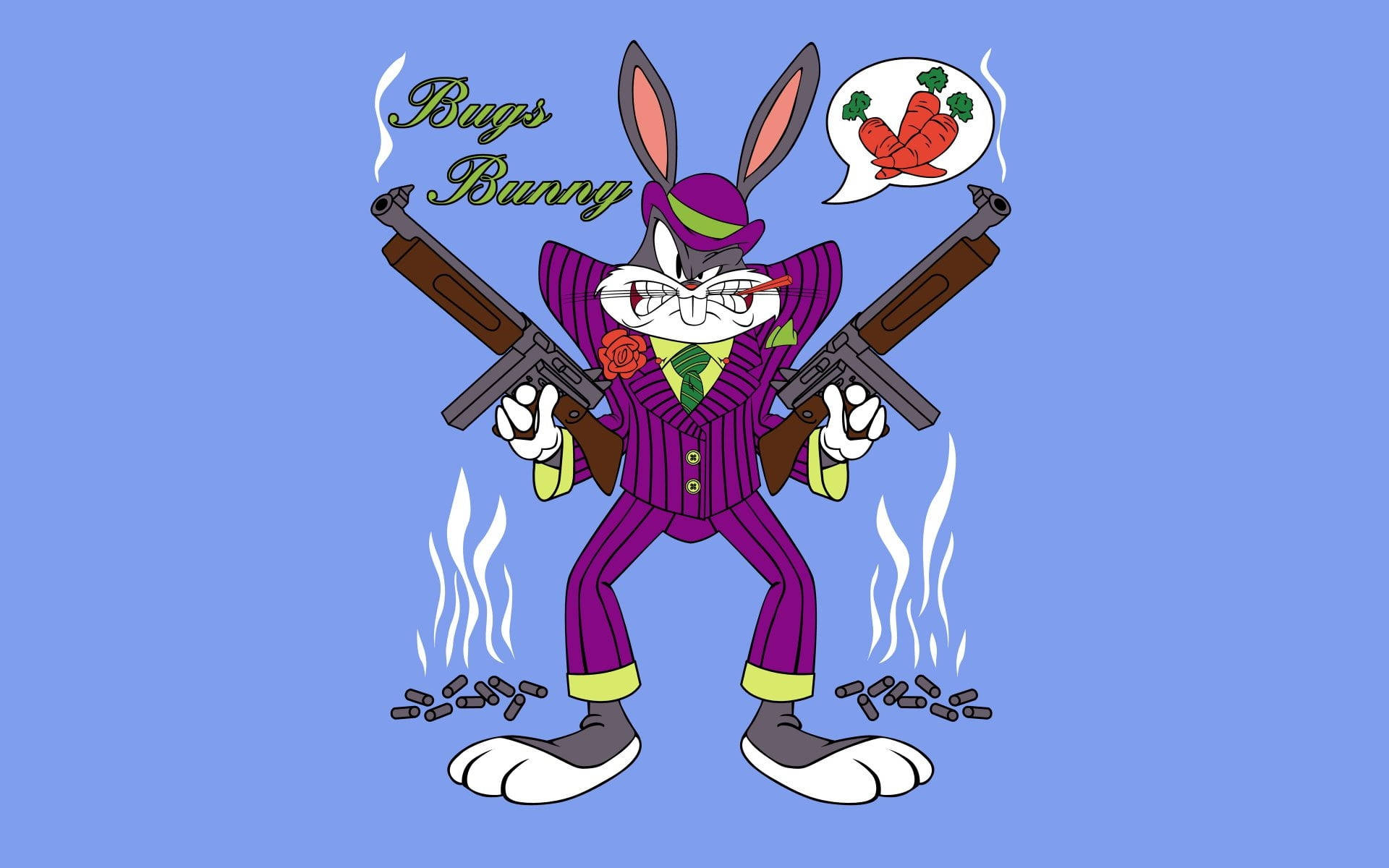 Violet Suit Bugs Bunny Gangster Cartoon Wallpaper