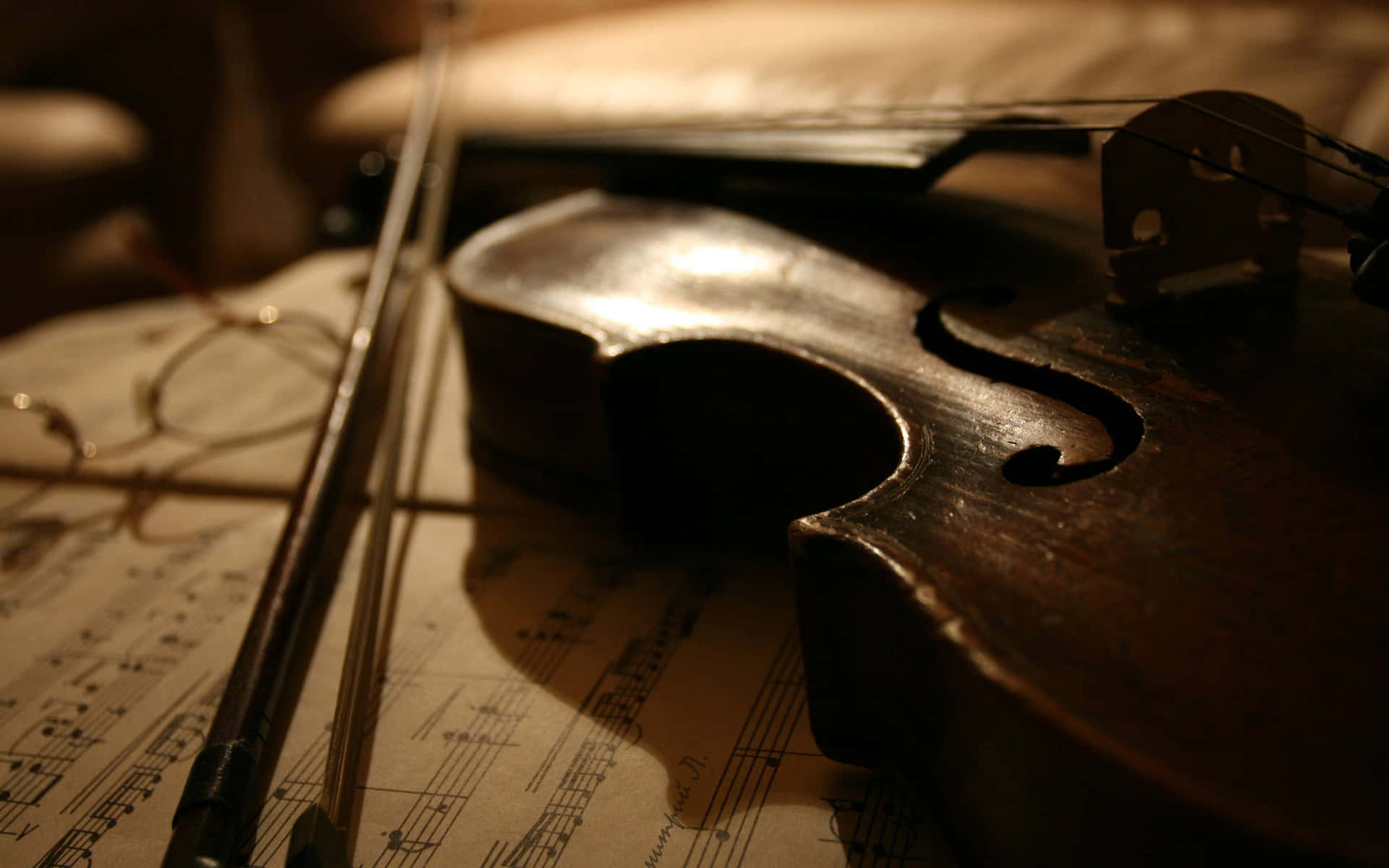 A Master Musician Strums a Violin Wallpaper