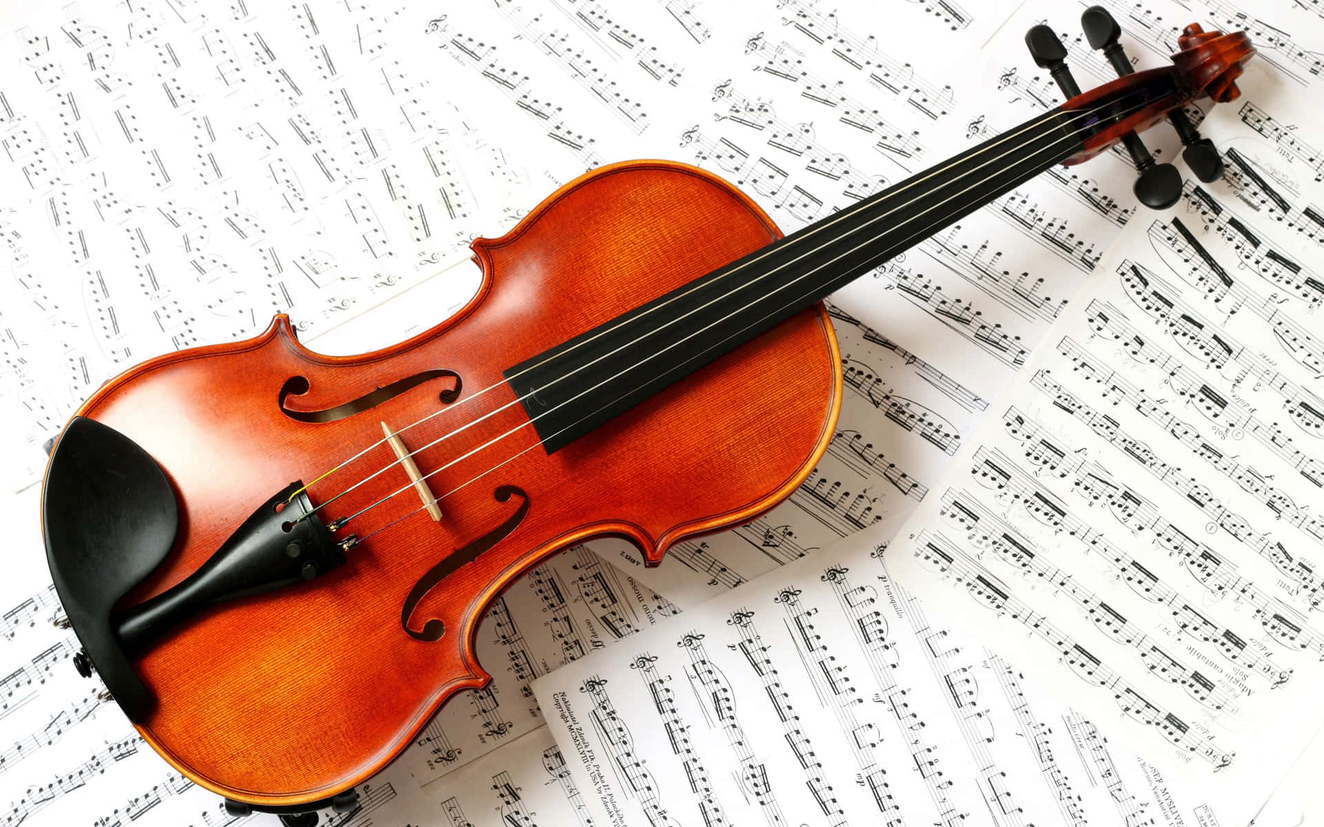 Holzzupfinstrument Geige Musiknoten Seiten Wallpaper
