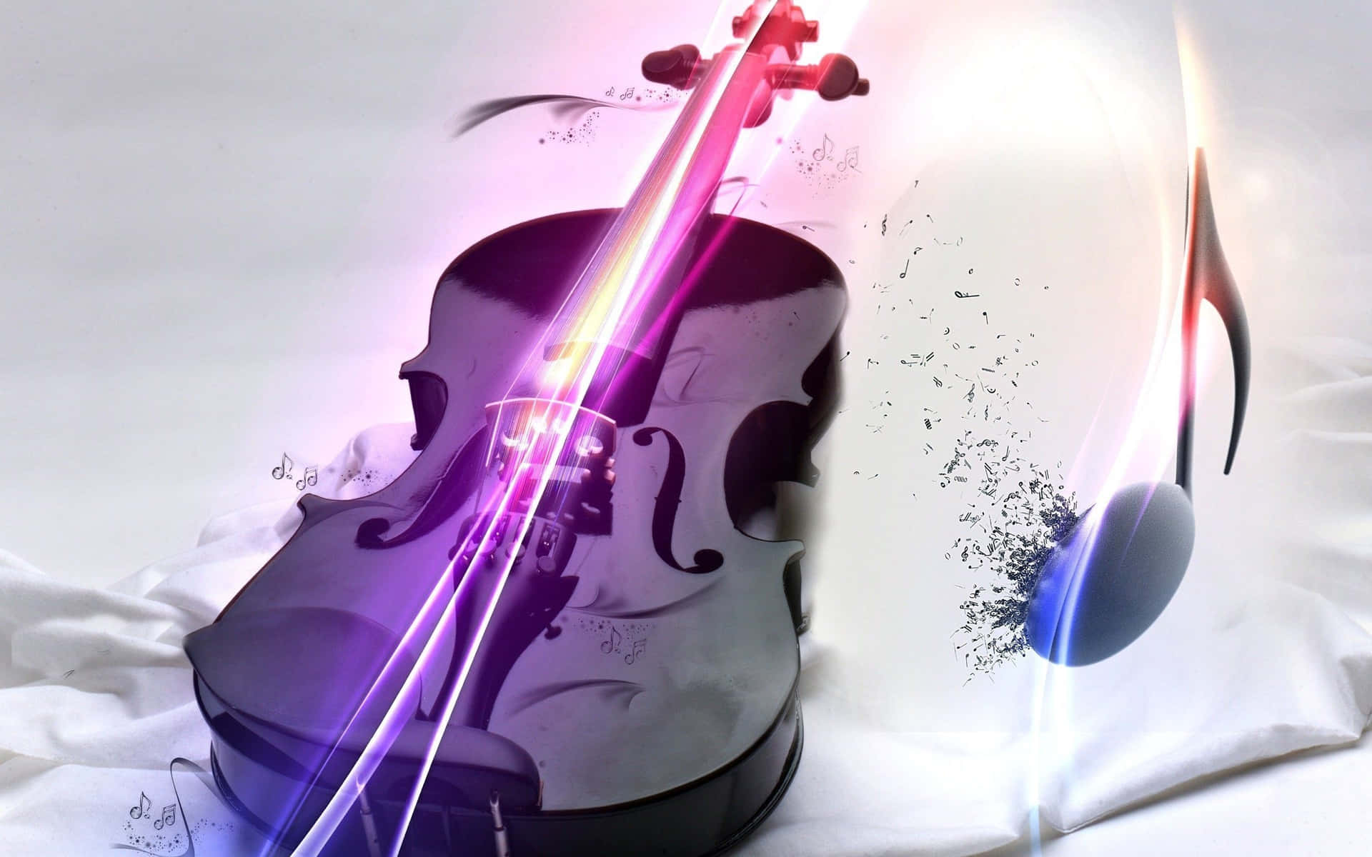 Instrumentode Cuerda De Madera: Violín Y Nota Musical Fondo de pantalla