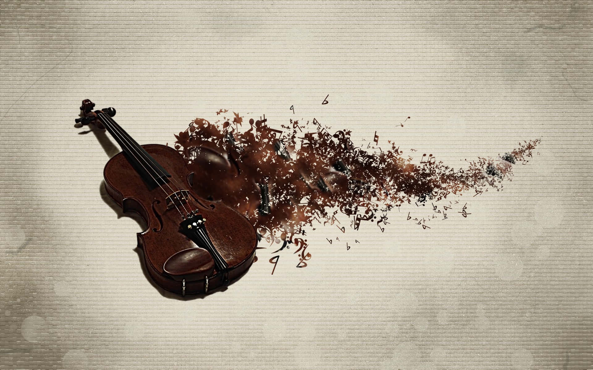 Dispersing Wooden Violin Desktop Picture