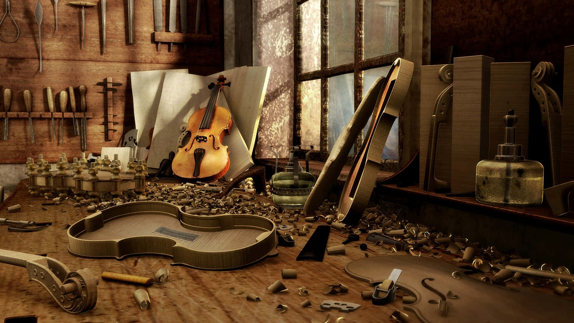 Violin In Abandoned Room Picture
