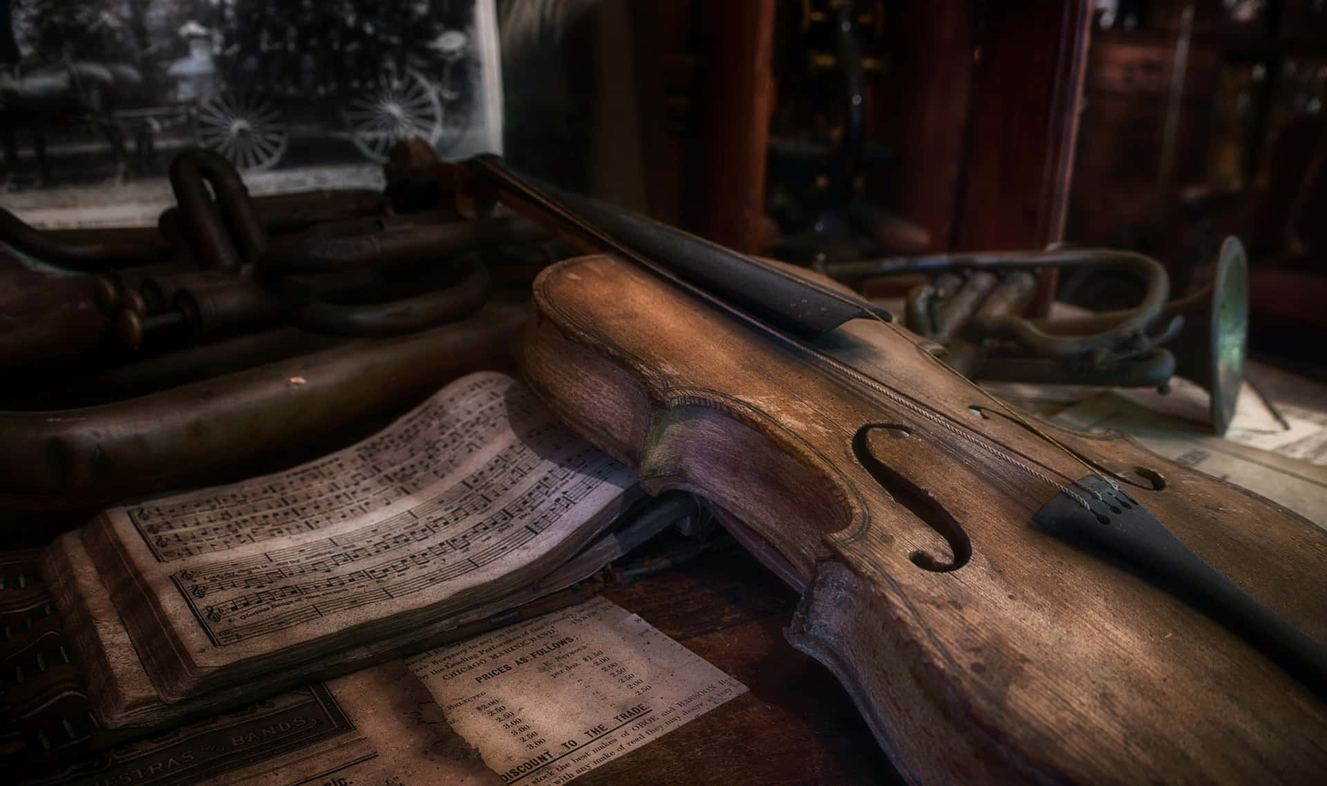 Old Violin And Music Sheet Picture