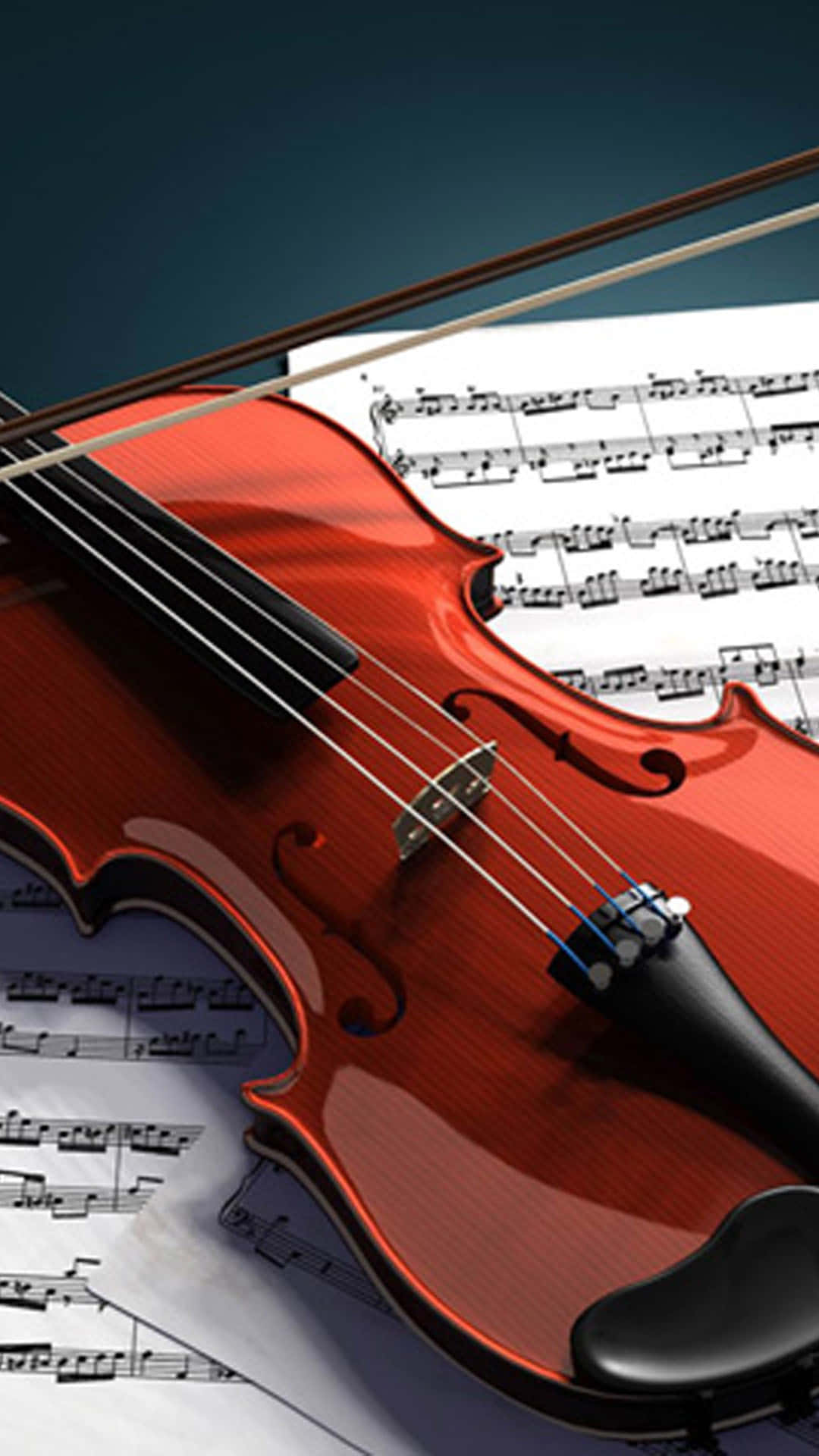 Violin på musikalsk ark billede tapet