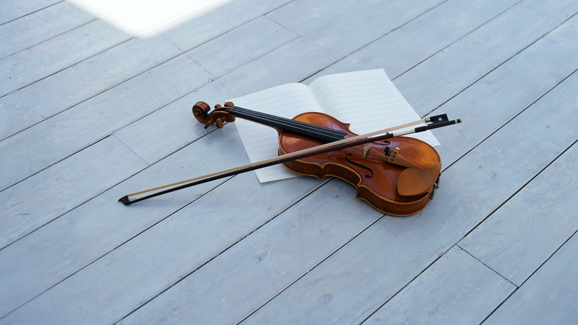 Violin On Wood Plank Picture