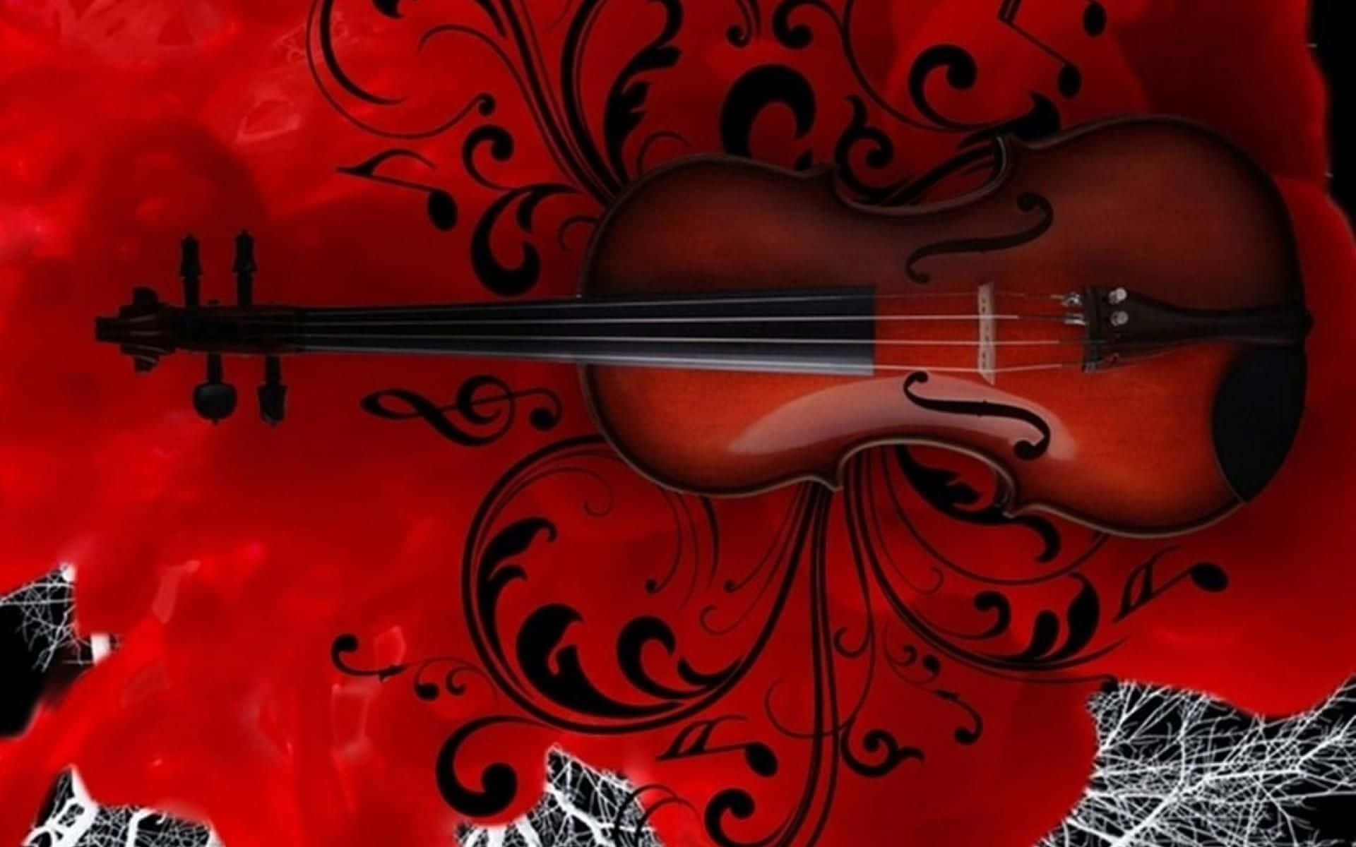 Violin On Red Background Picture