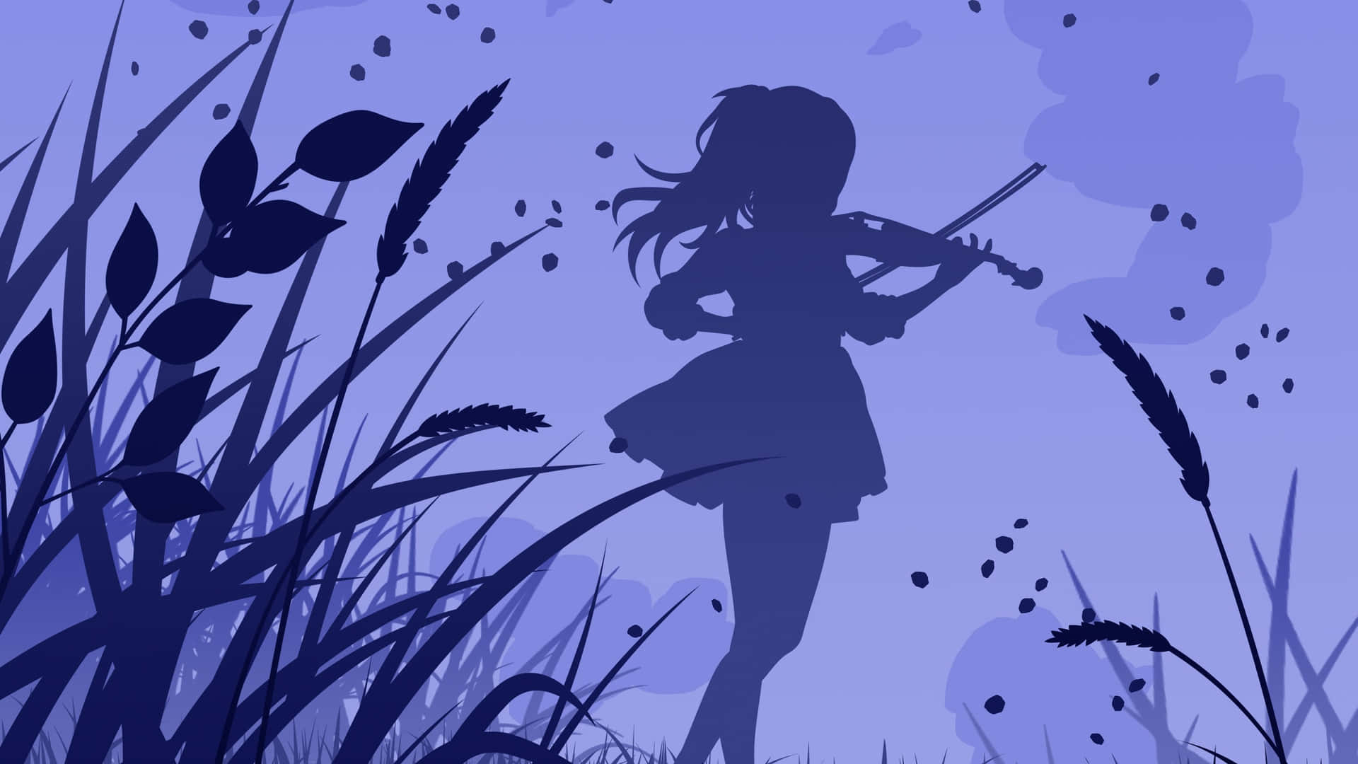 Girl Playing Violin Purple Silhouette Pictures