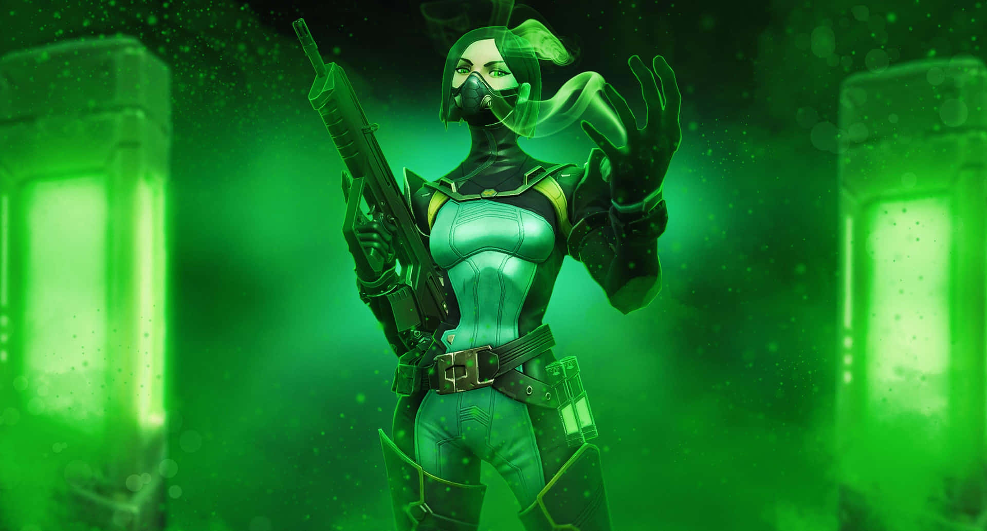 Download Viper Valorant Agent Green Haze Wallpaper | Wallpapers.com