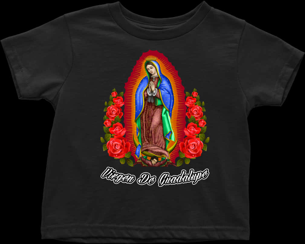 Virgen De Guadalupe Black Tshirt Design PNG