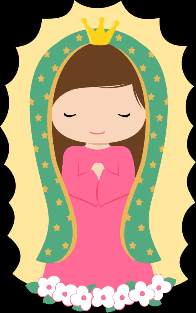 Virgen De Guadalupe Cartoon Illustration PNG