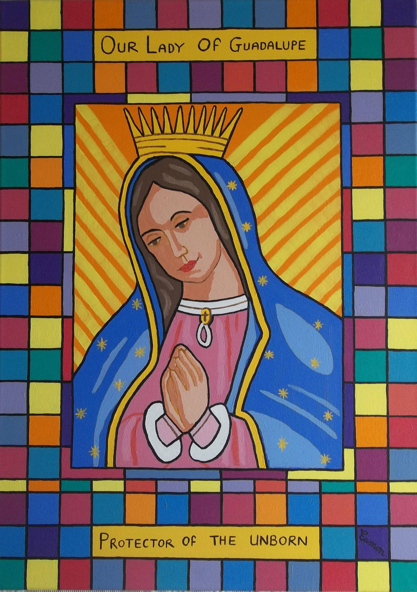 Virgen De Guadalupe Colorful Tiles Wallpaper