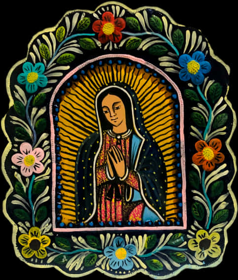 Virgen De Guadalupe Folk Art PNG