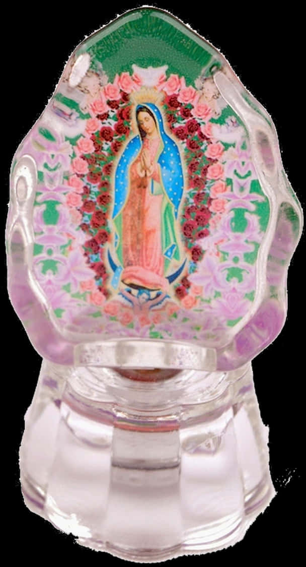 Virgen De Guadalupe Glass Figurine PNG