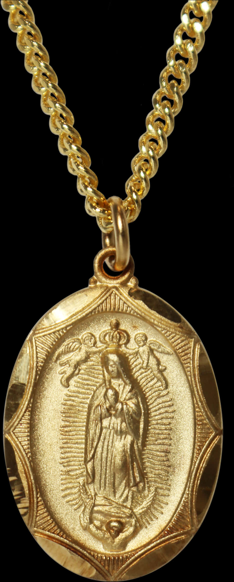 Virgen De Guadalupe Gold Pendant PNG