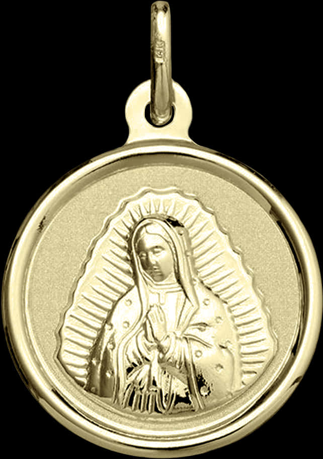 Virgen De Guadalupe Gold Pendant PNG