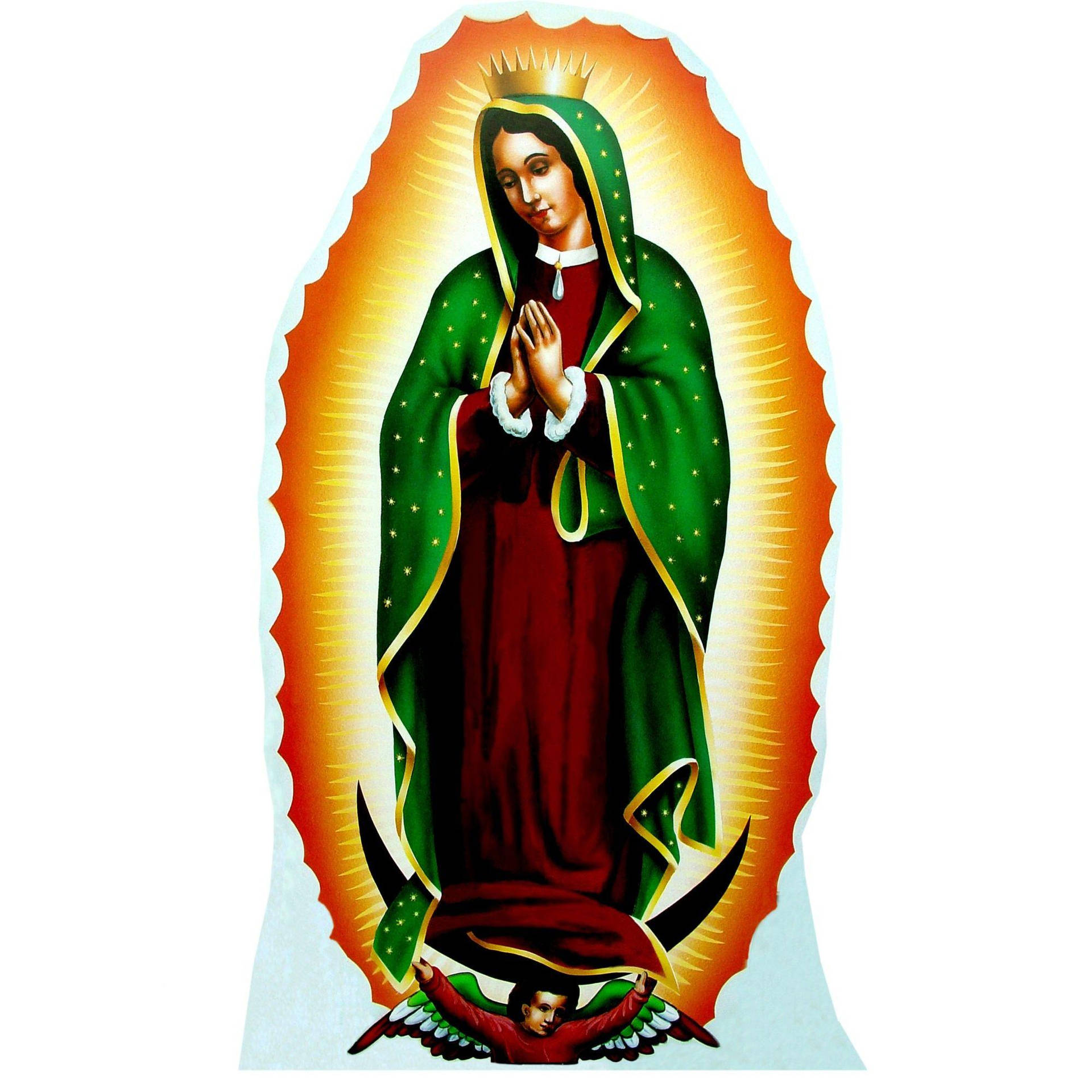 Virgen De Guadalupe Green And Red Wallpaper