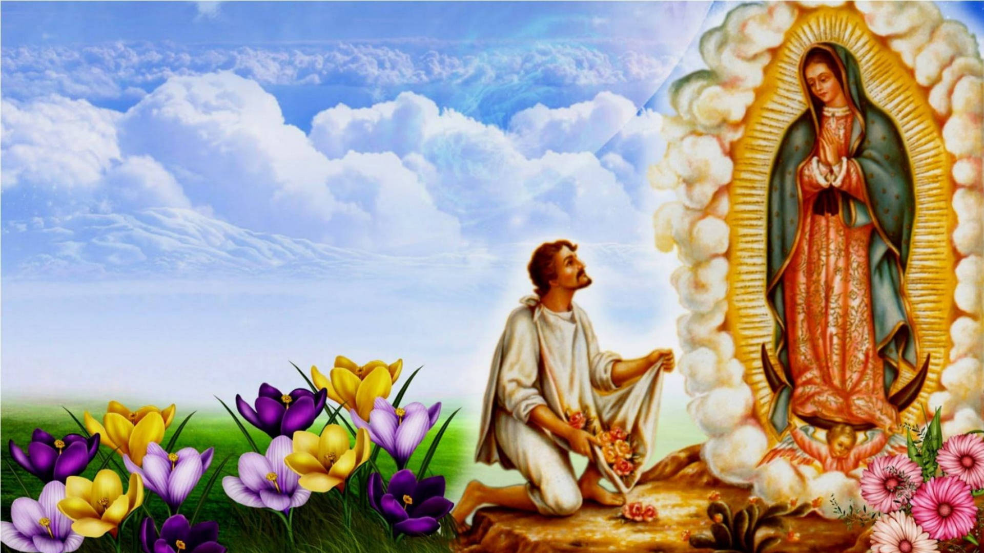 Virgen De Guadalupe Saint Juan Kneeling Wallpaper