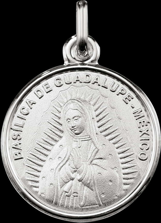Virgen De Guadalupe Silver Pendant PNG