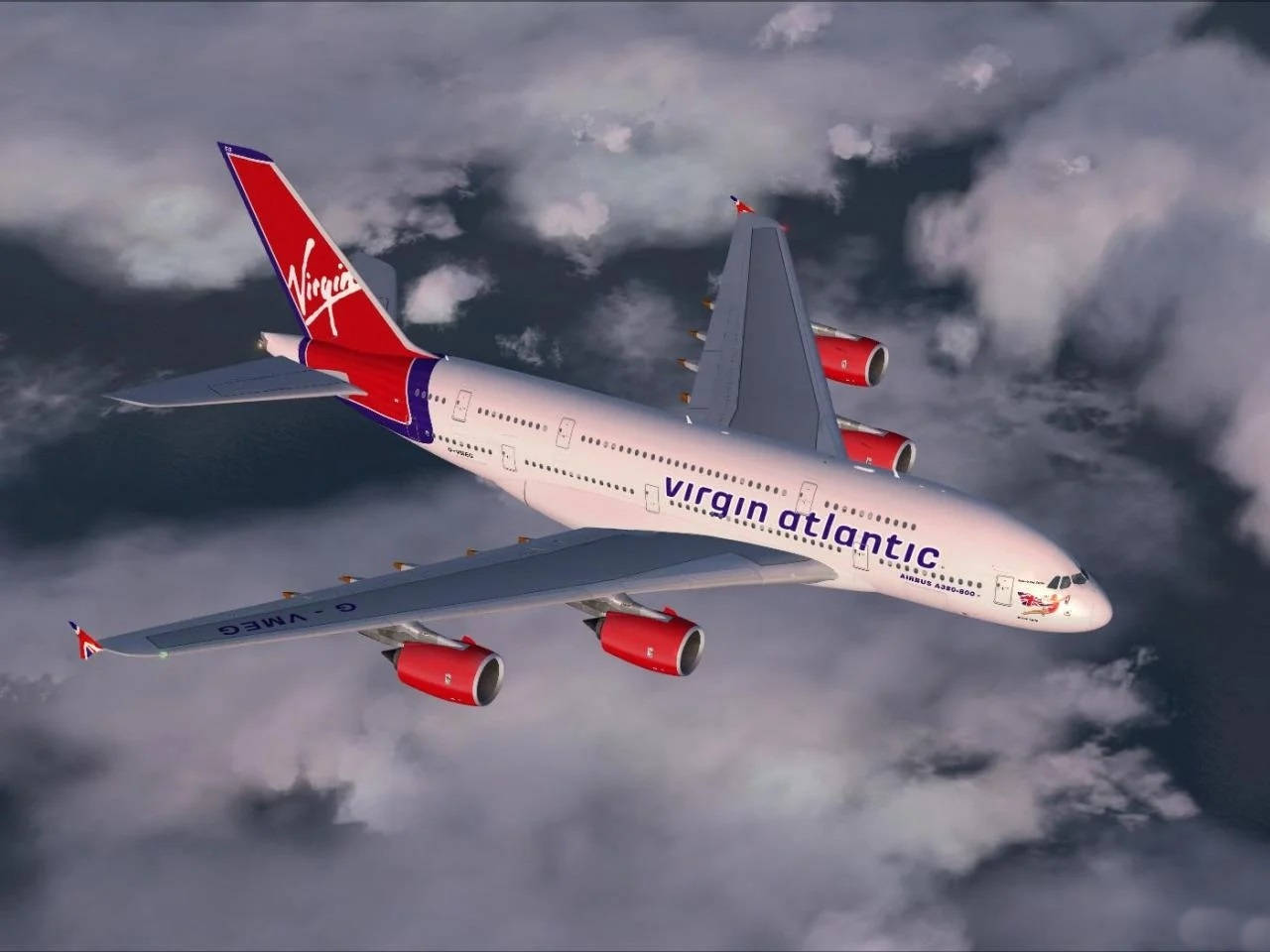 Virgin Atlantic Airplane Above Clouds Wallpaper