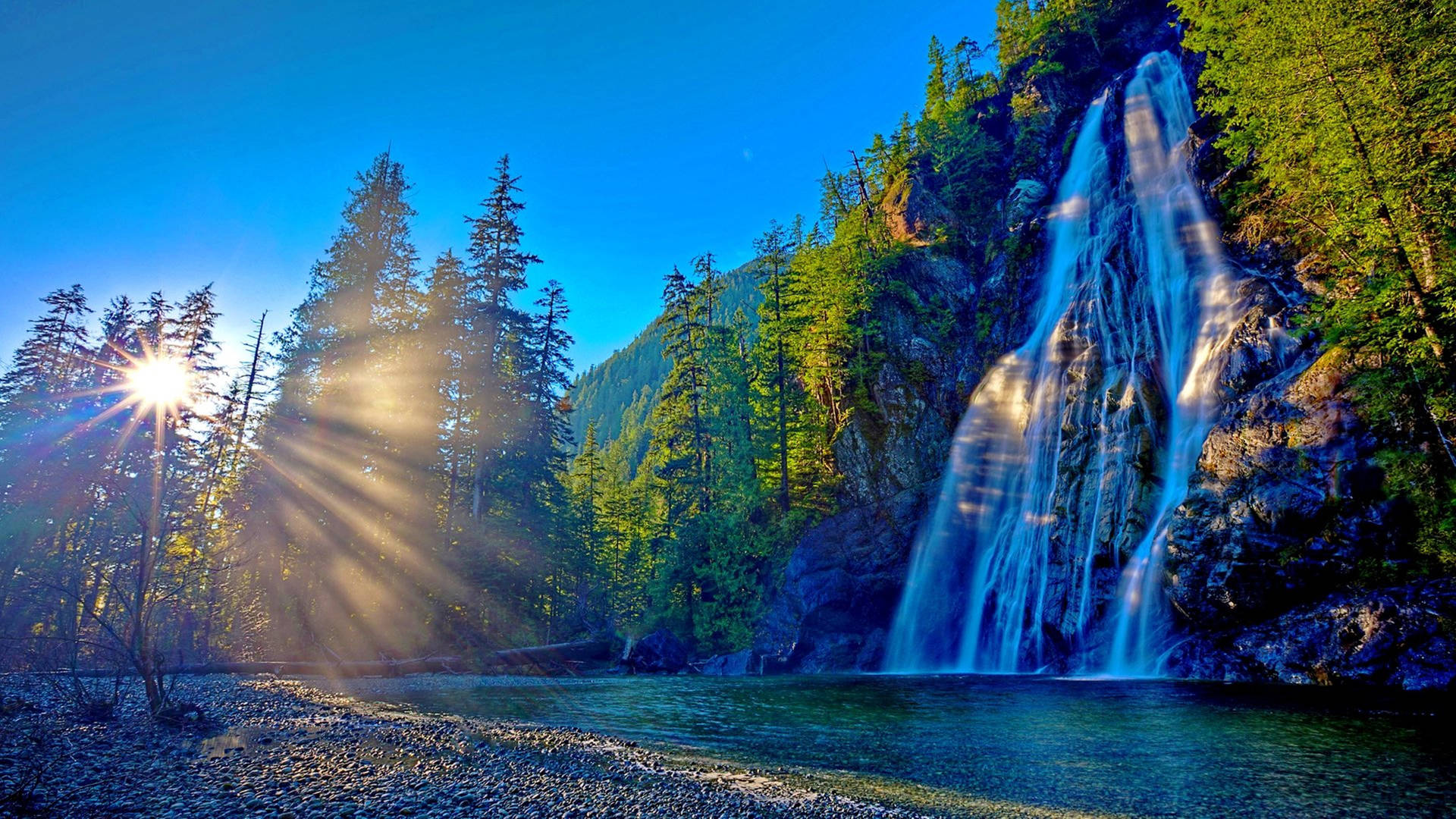 Virgin Falls Vancouver Island HD Waterfall Wallpaper
