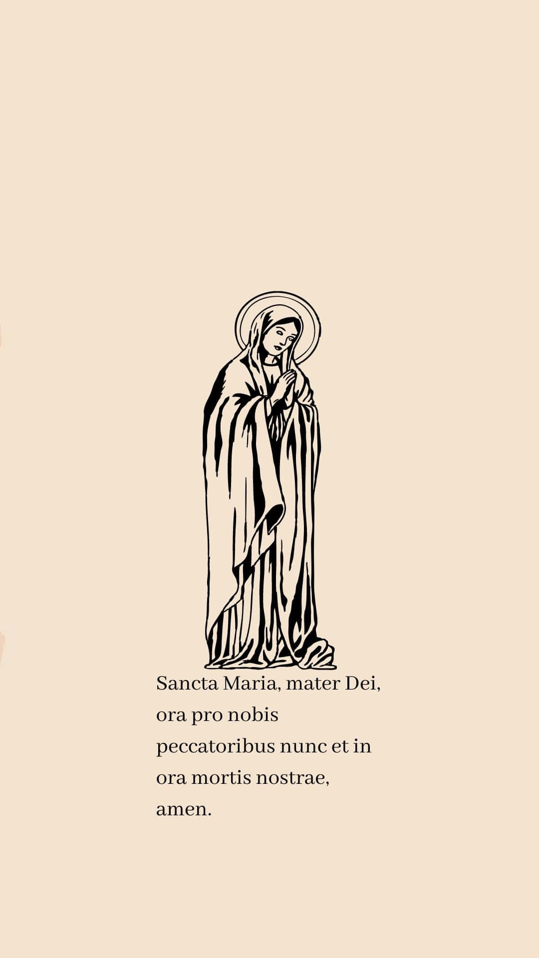 Virgin Mary Catholic Prayer Illustration Wallpaper