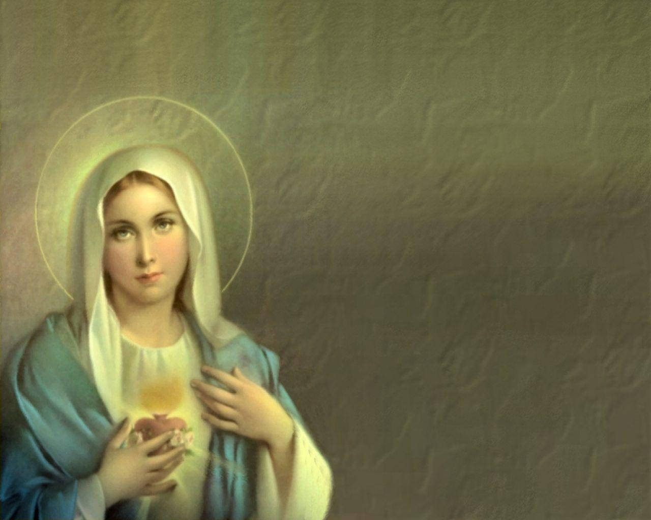 Virgin Mary Holding Sacred Heart Wallpaper