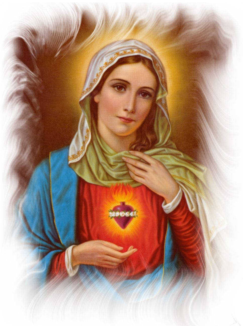 Virgin Mary Sacred Heart Portrait Wallpaper