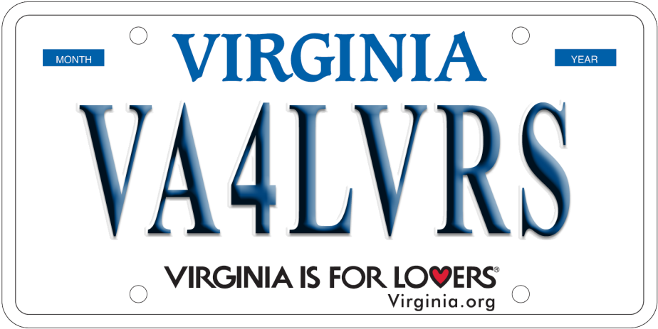 Virginia Lovers License Plate PNG