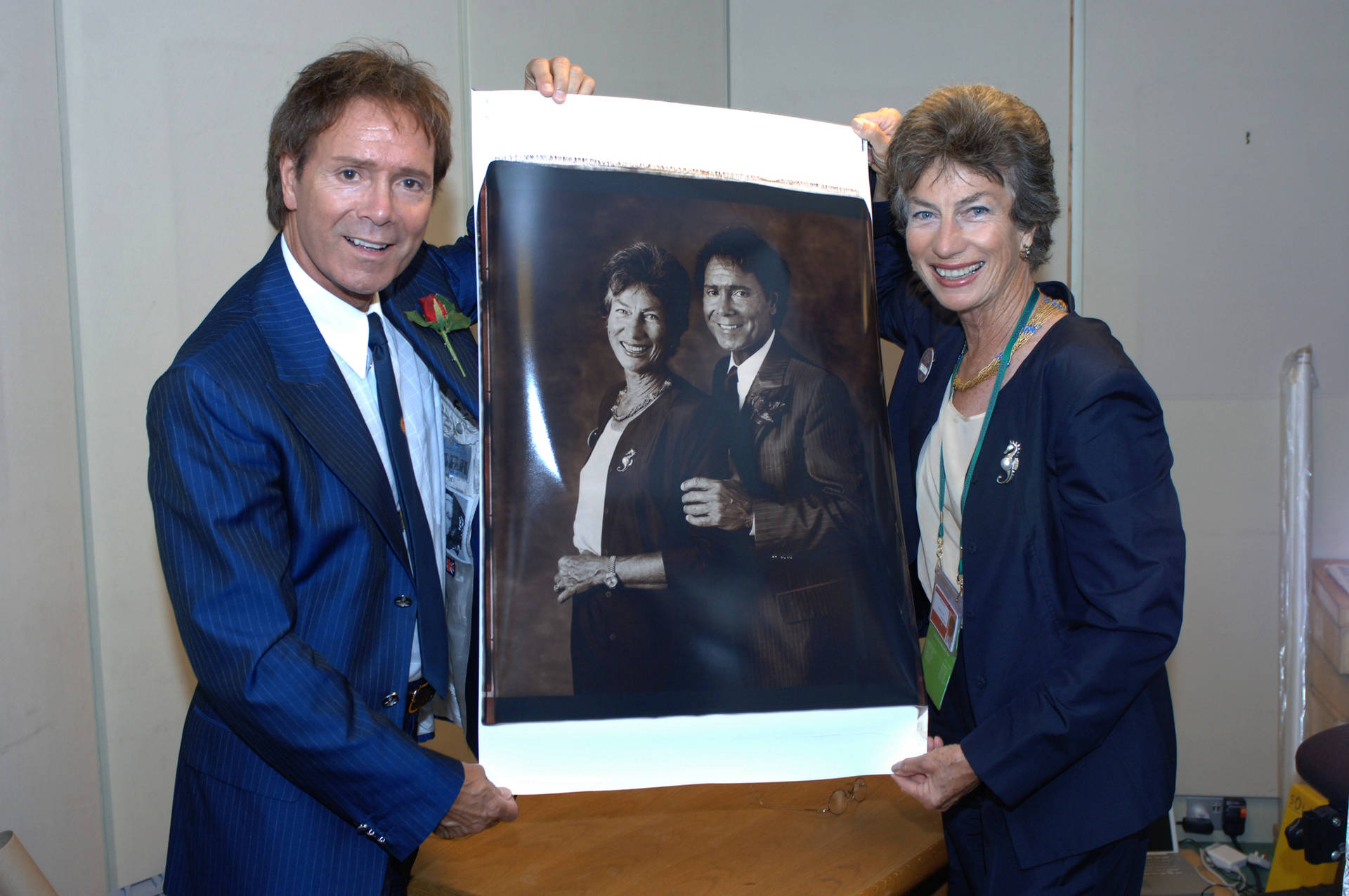Virginia Wade and Cliff Richard at a Tennis Event Wallpaper