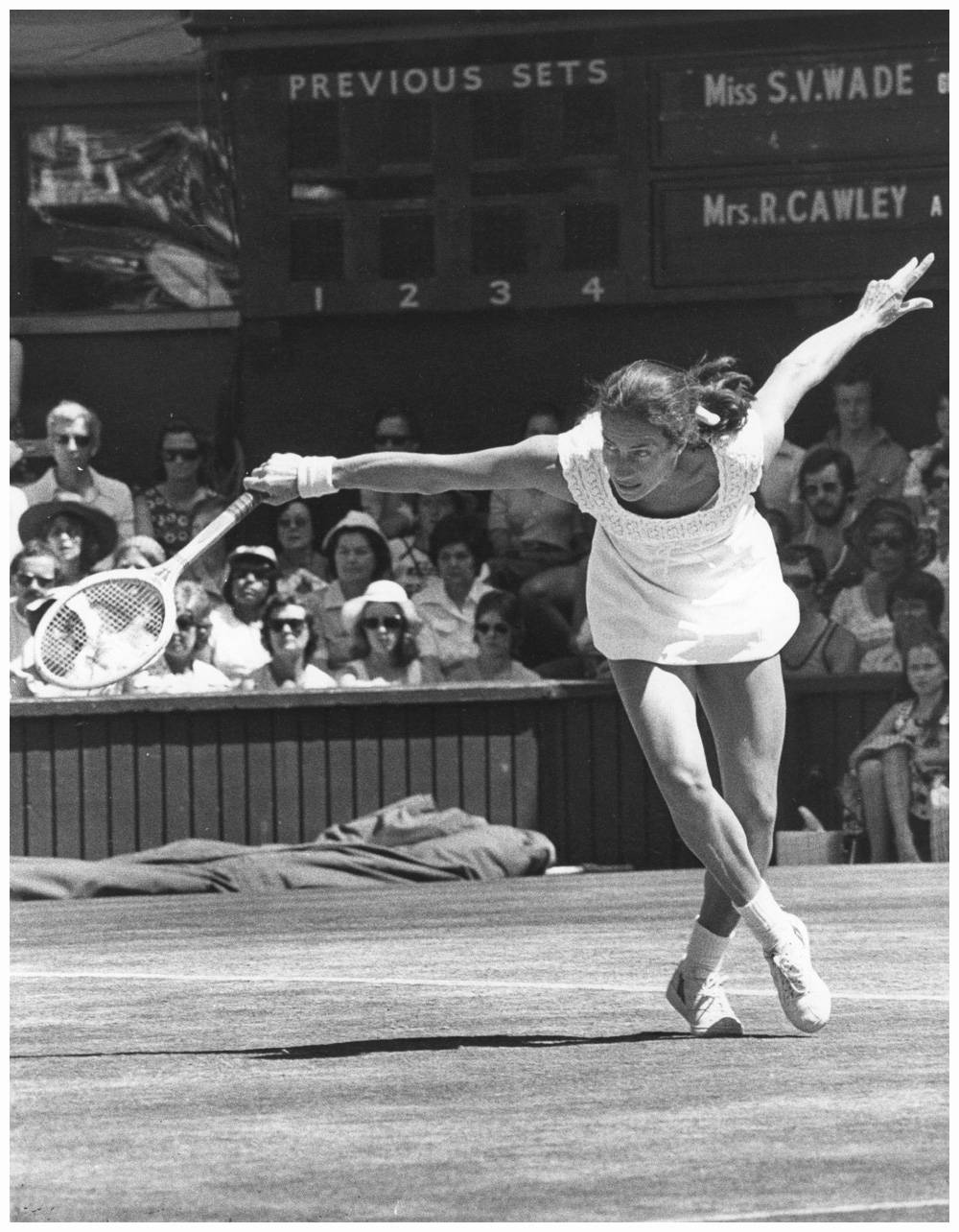 Caption: Virginia Wade Displaying Exceptional Tennis Skills Wallpaper
