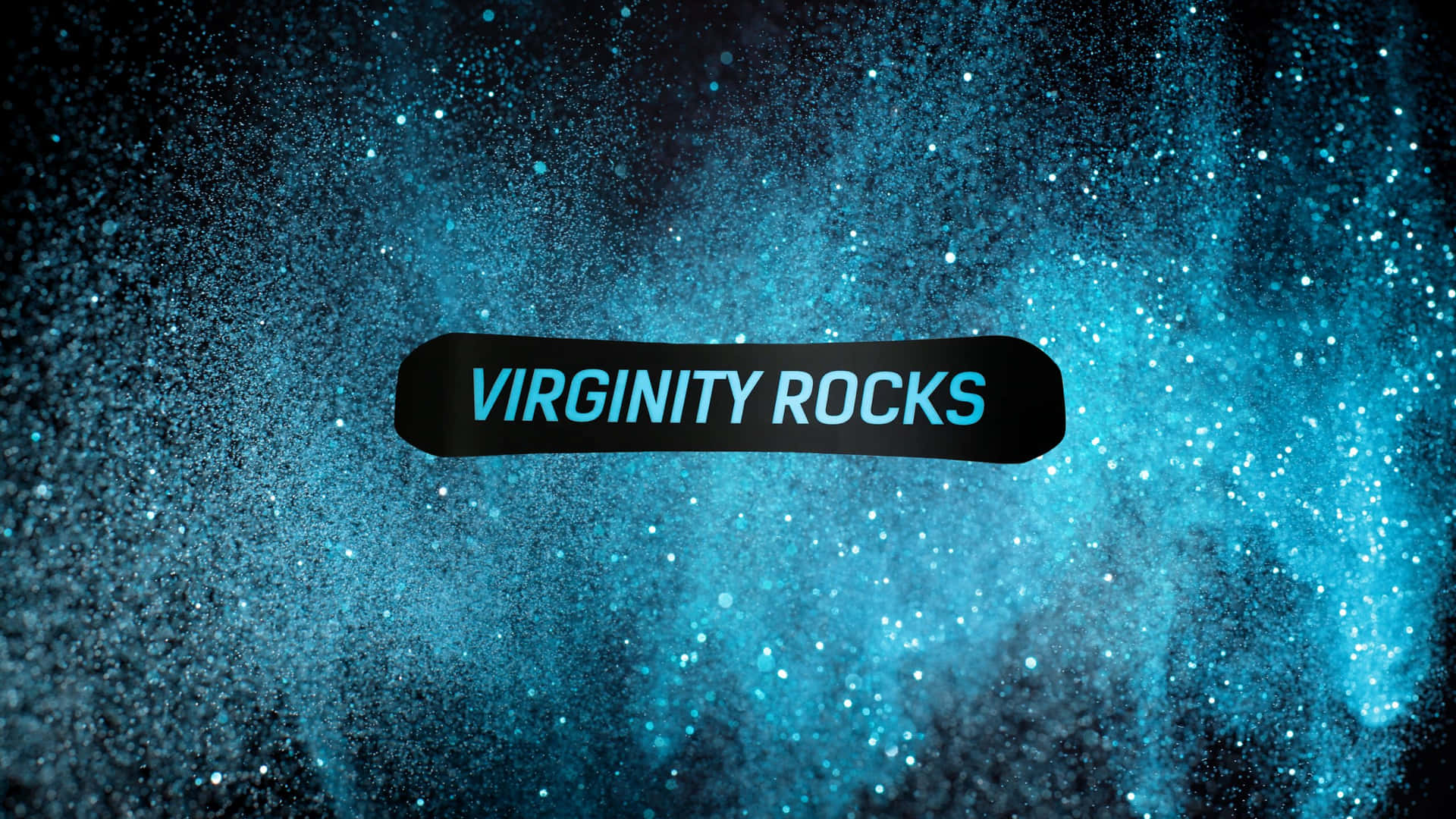 Virginity Rocks Statementon Blue Sparkle Background Wallpaper