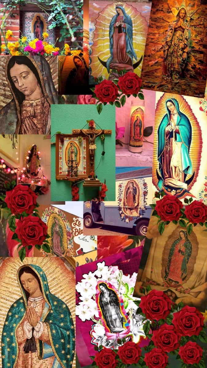 Virginof Guadalupe Collage Wallpaper