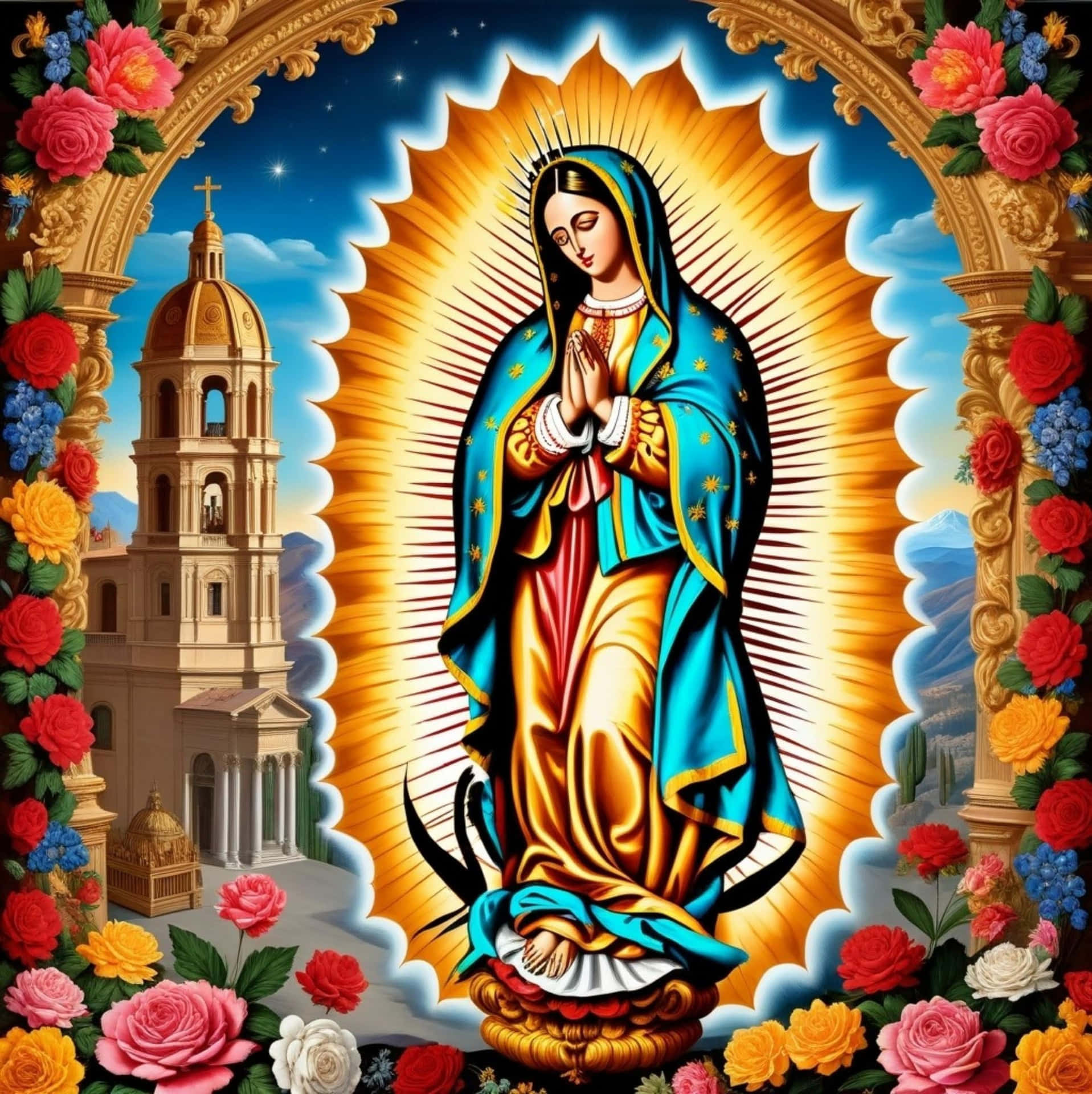 Virginof Guadalupe Illustration Wallpaper