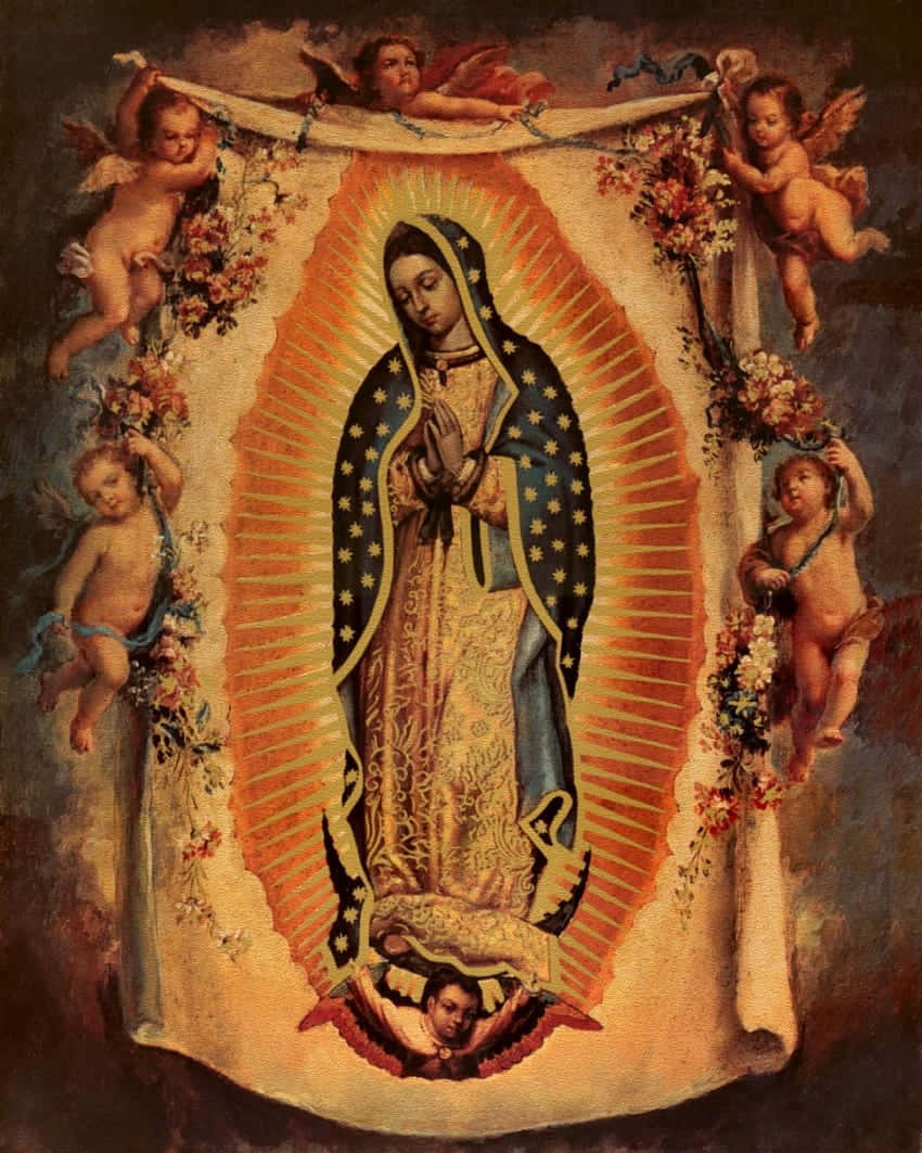 Virginof Guadalupewith Angels Wallpaper
