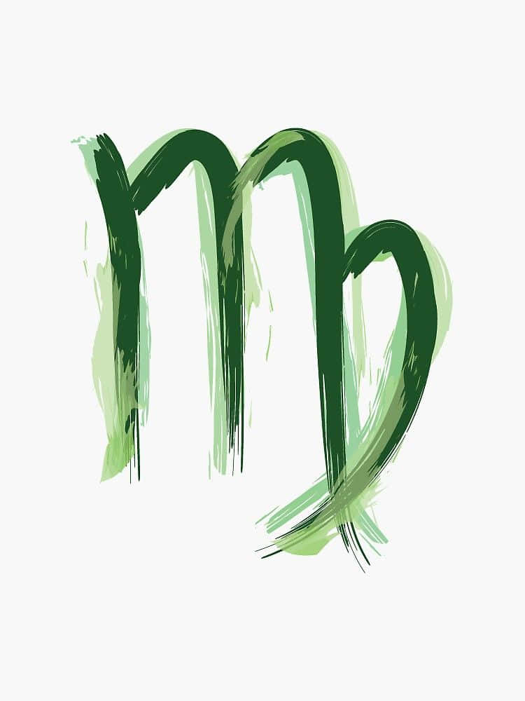 A Green Zodiac Sign With A Brush Stroke Wallpaper