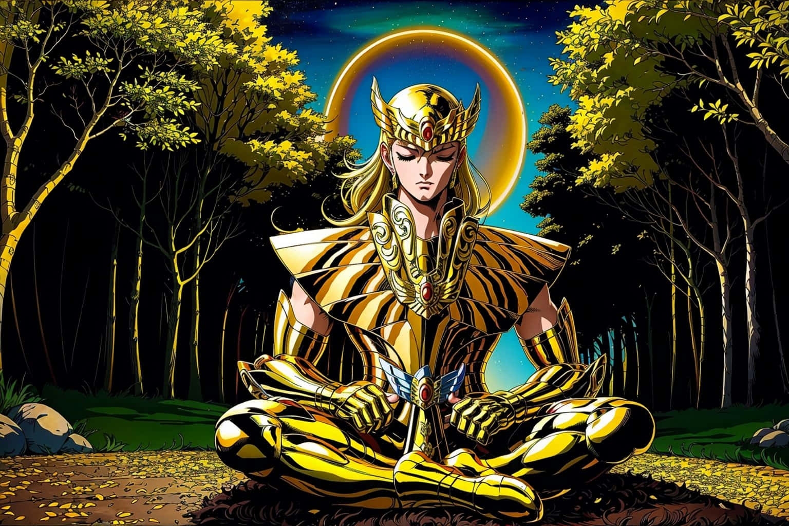 Vierge_ Shaka_ Saint_ Seiya_ Méditation Fond d'écran