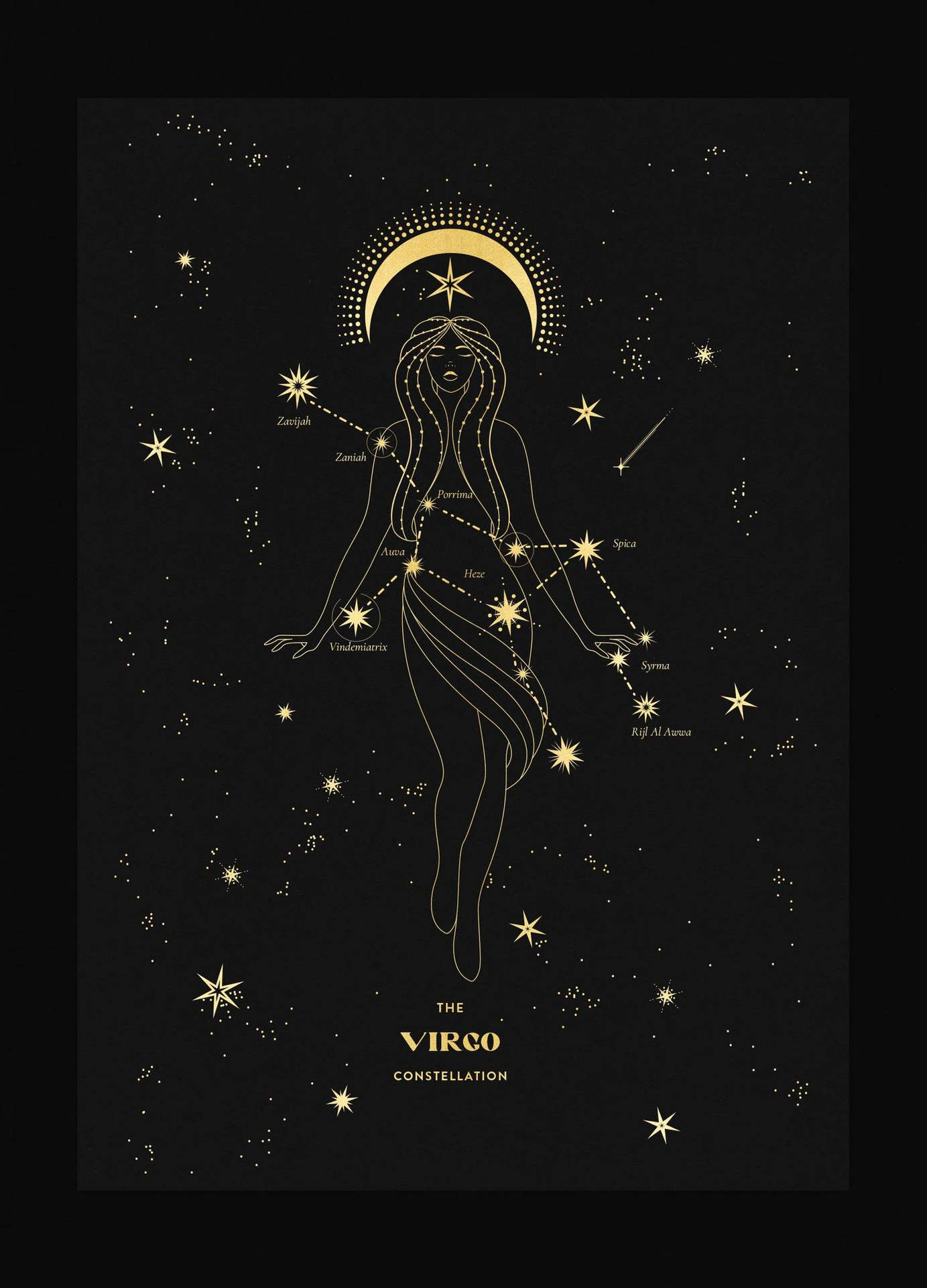 Virgo Zodiac Golden Goddess Wallpaper