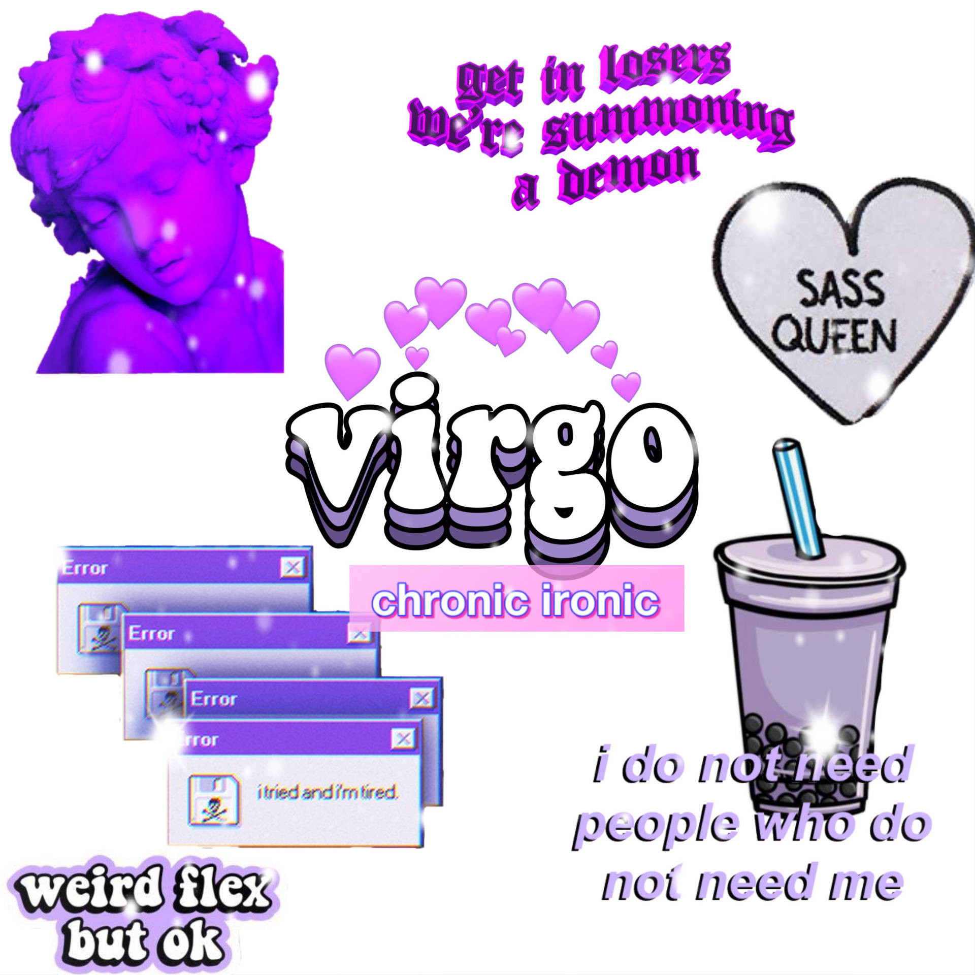 Virgo Zodiac Purple Collage Wallpaper