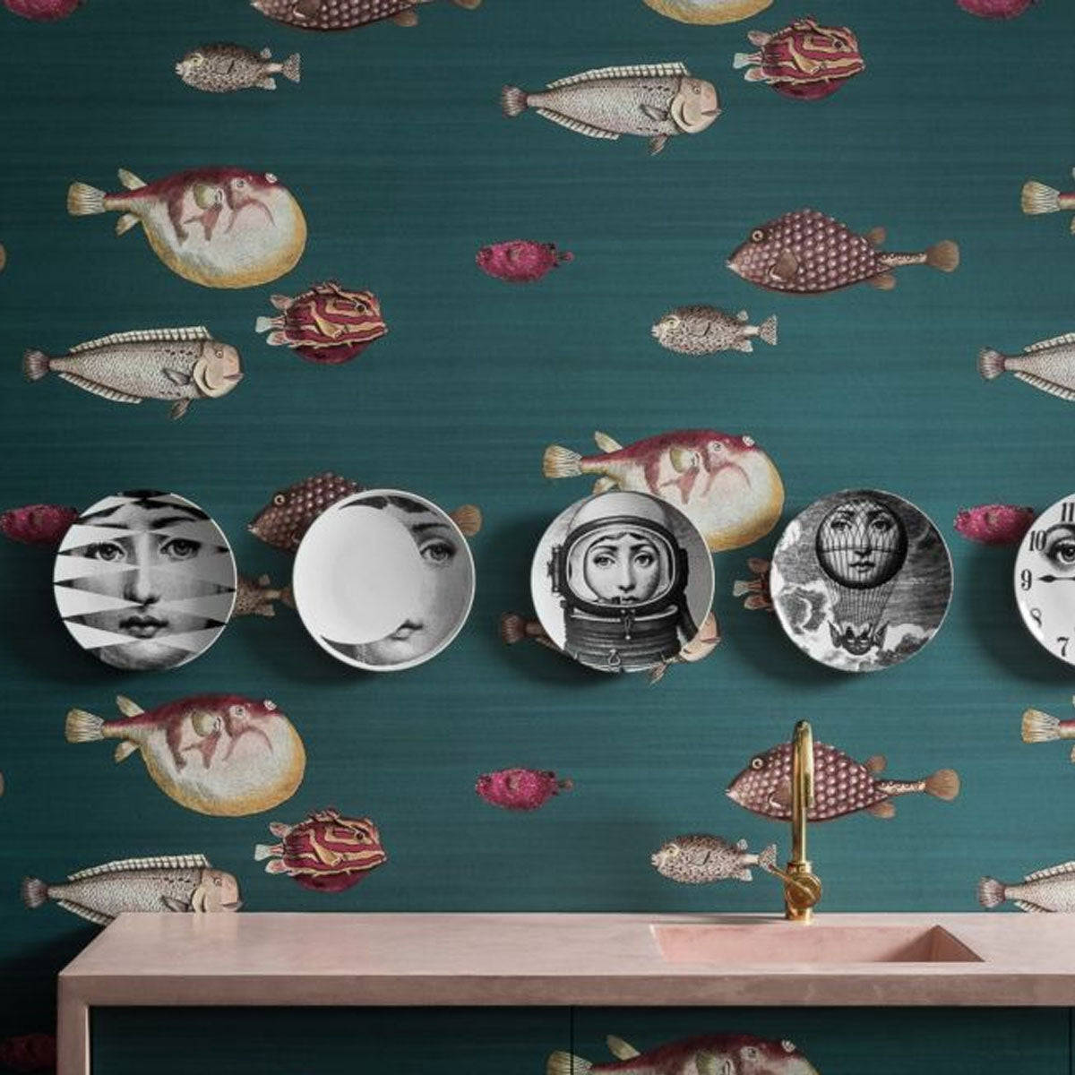 Viridian Plates Fishes Wallpaper