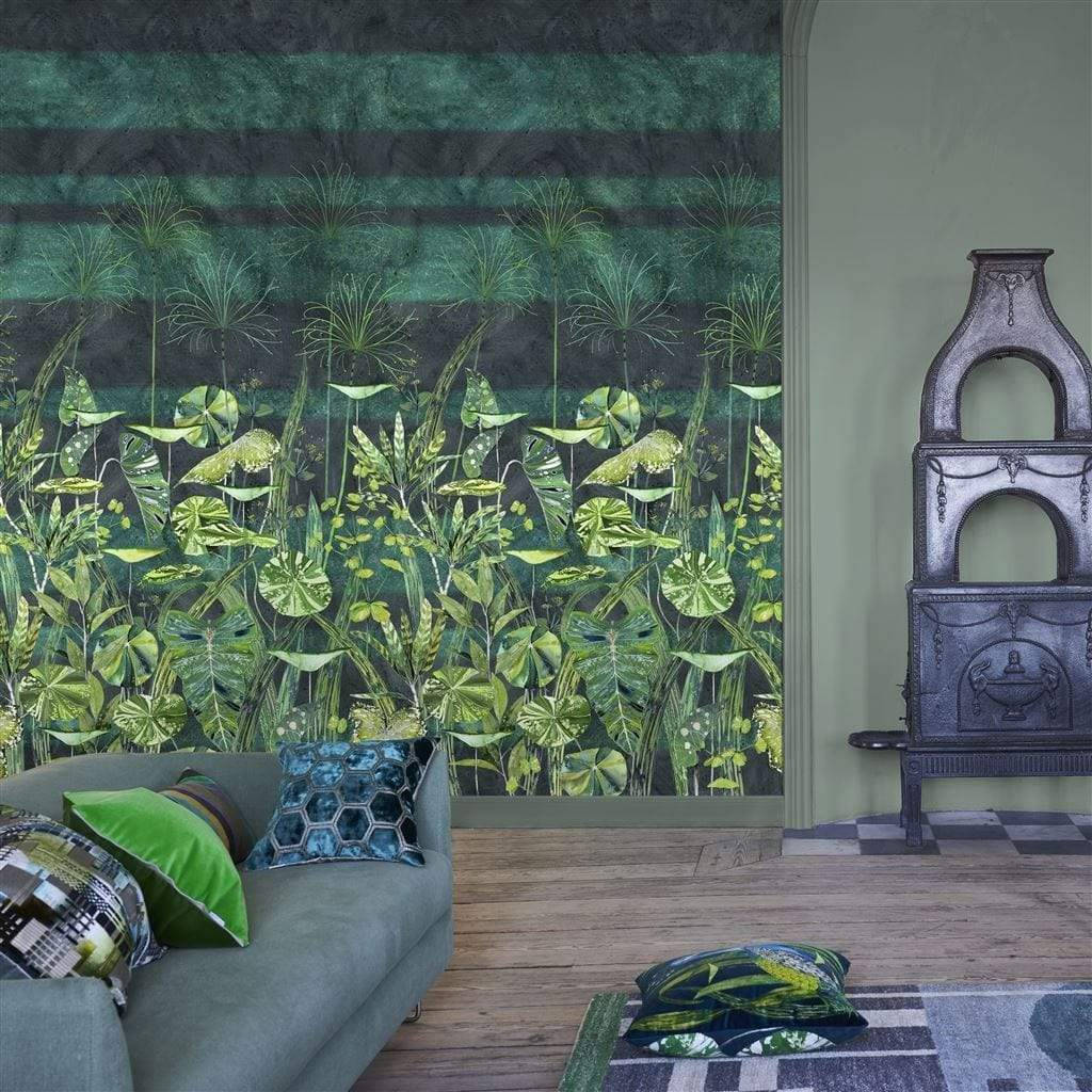 Et luksuriøst felt af levende grøn græs i en luksuriøs viridisk landskab. Wallpaper