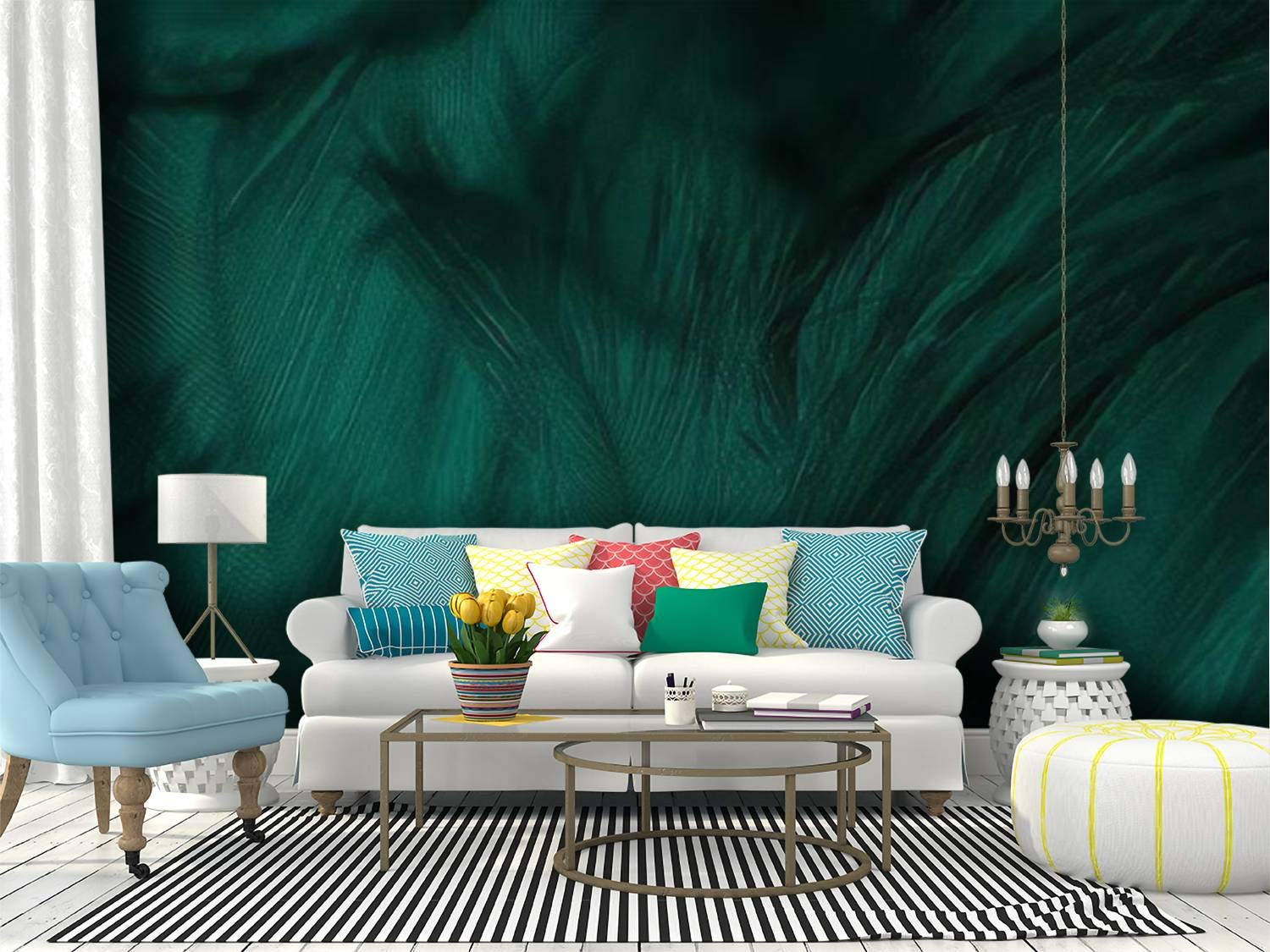 Viridian Living Room Wallpaper