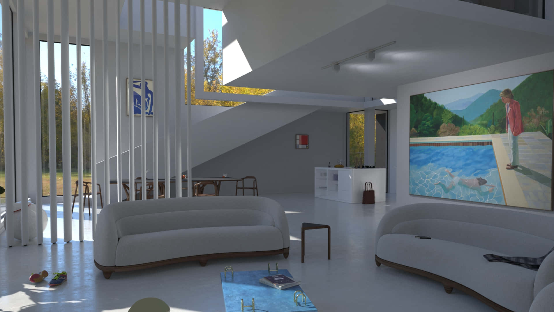 Living Room With A Modern Design Virtual Background