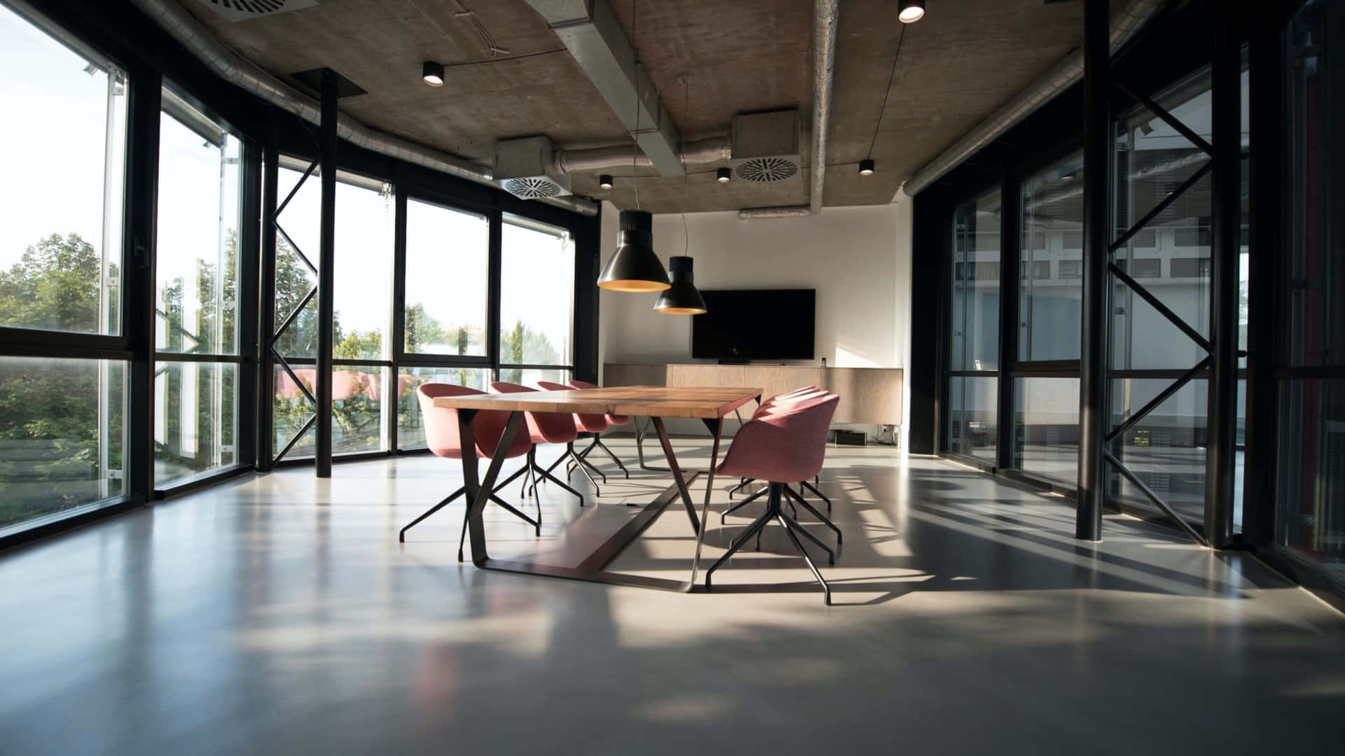 Boardroom With Large Windows Virtual Background