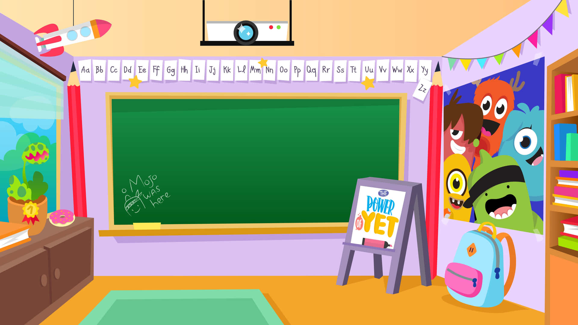 A Classroom With A Blackboard And A Lot Of Decorations