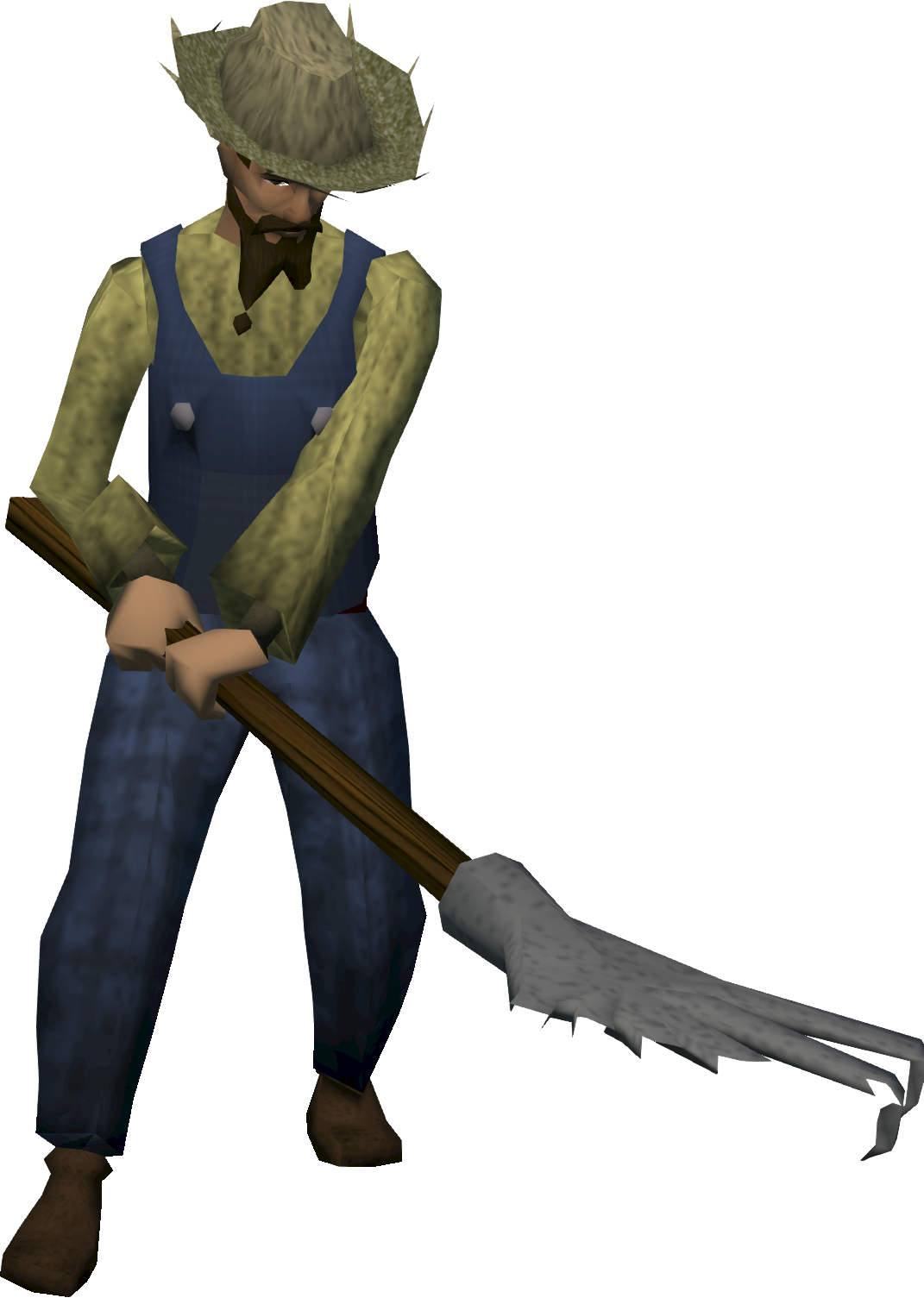 Virtual Farmer Character With Hoe PNG